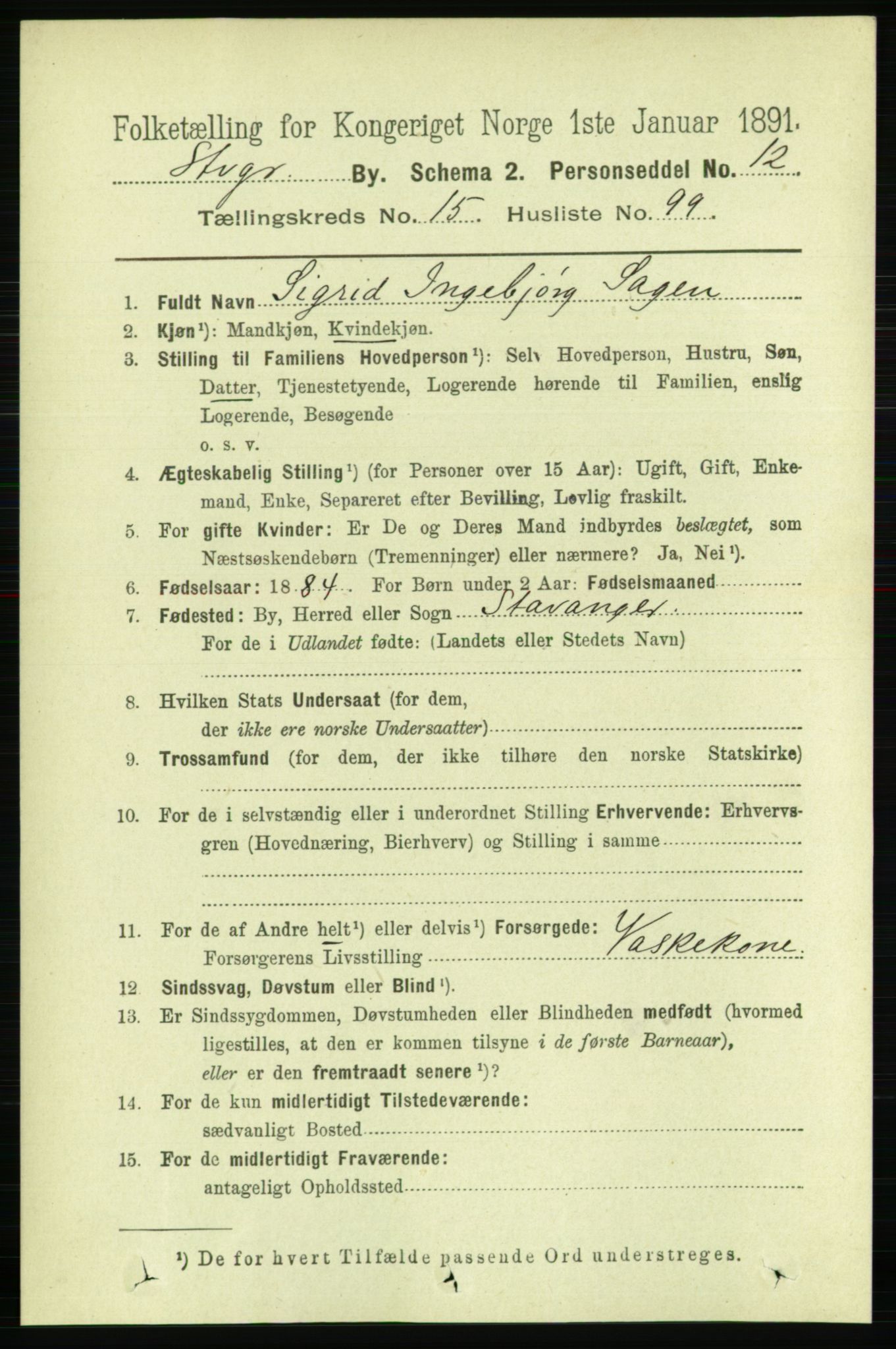 RA, 1891 census for 1103 Stavanger, 1891, p. 18831