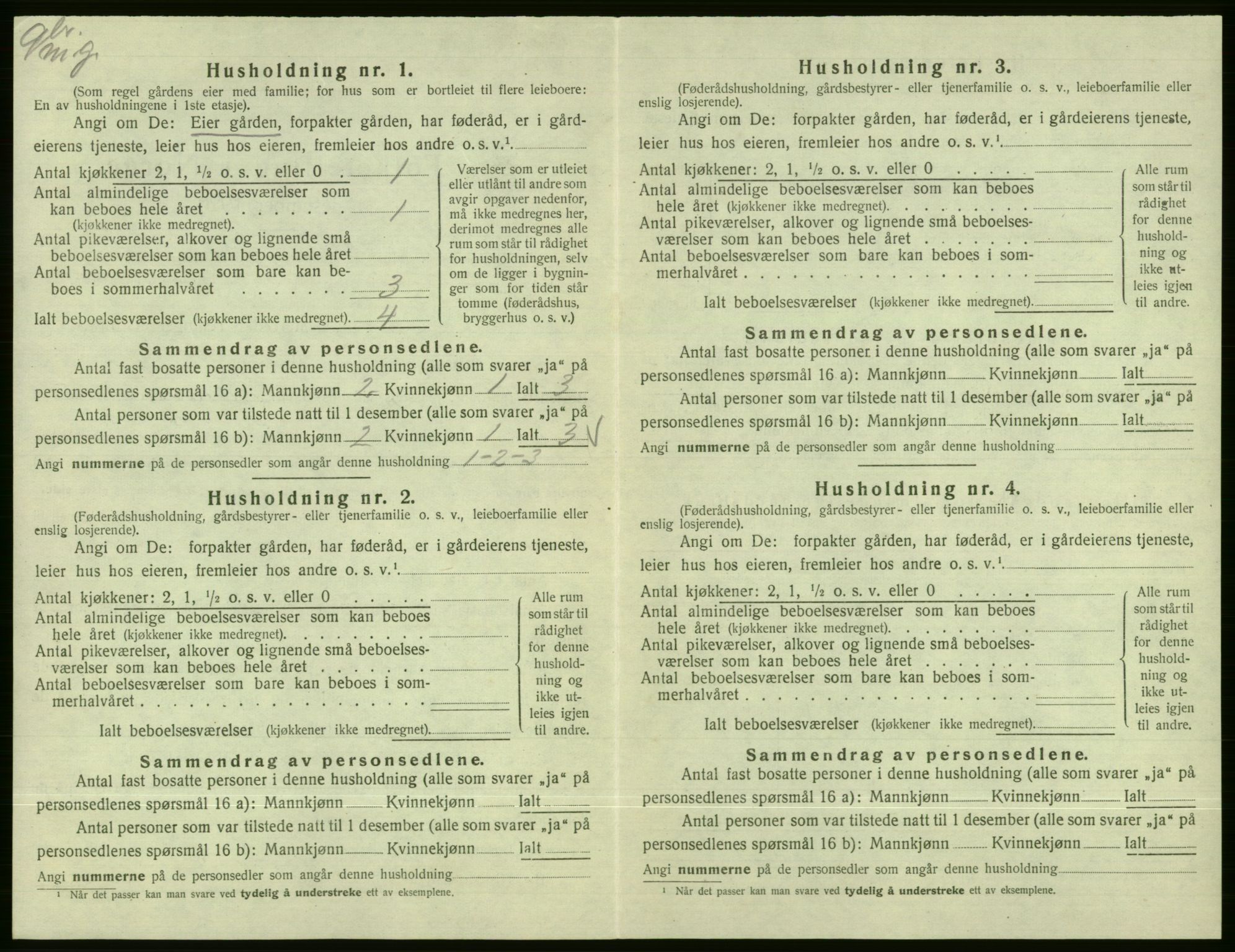 SAB, 1920 census for Vossestrand, 1920, p. 699