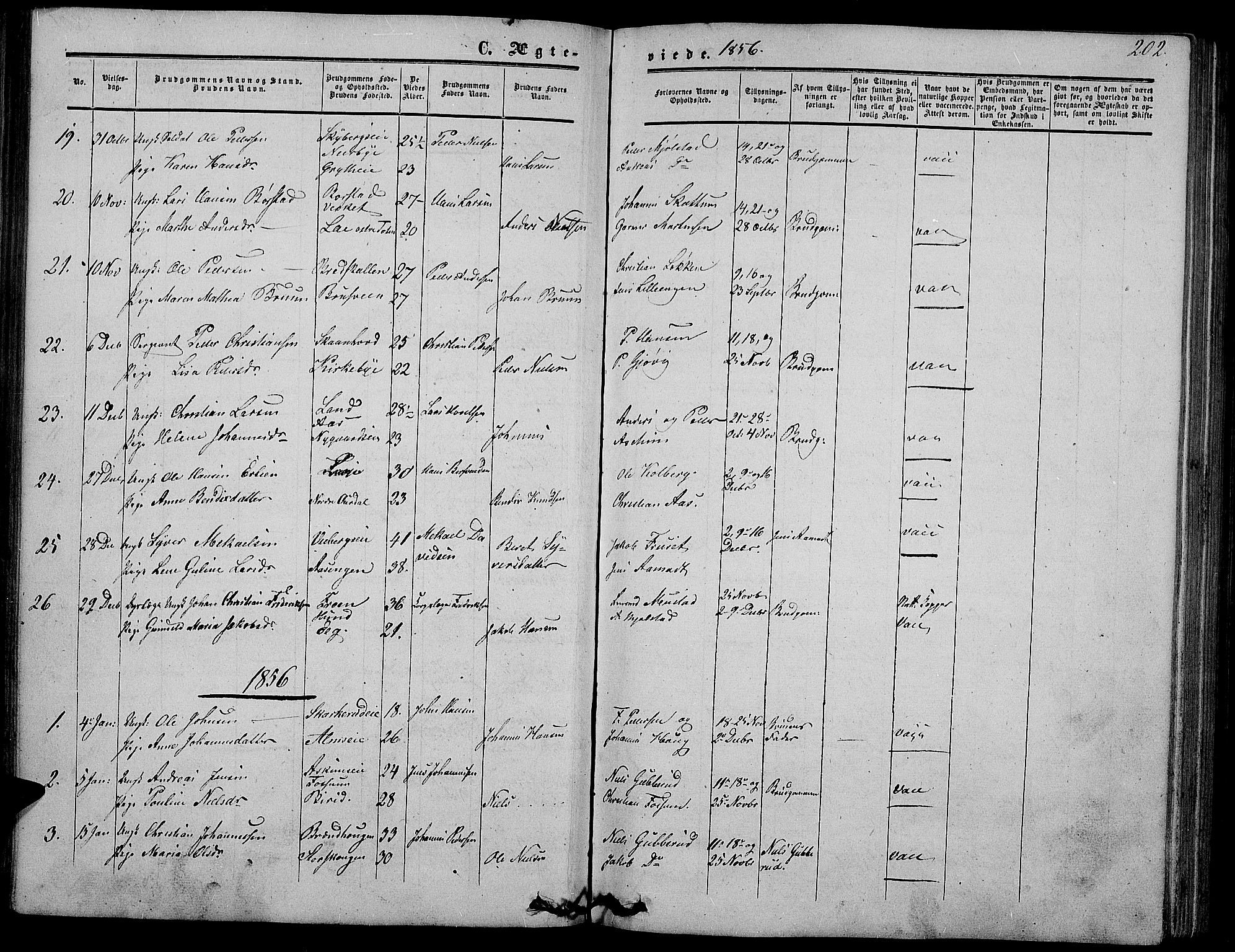 Vardal prestekontor, SAH/PREST-100/H/Ha/Hab/L0005: Parish register (copy) no. 5, 1854-1868, p. 202