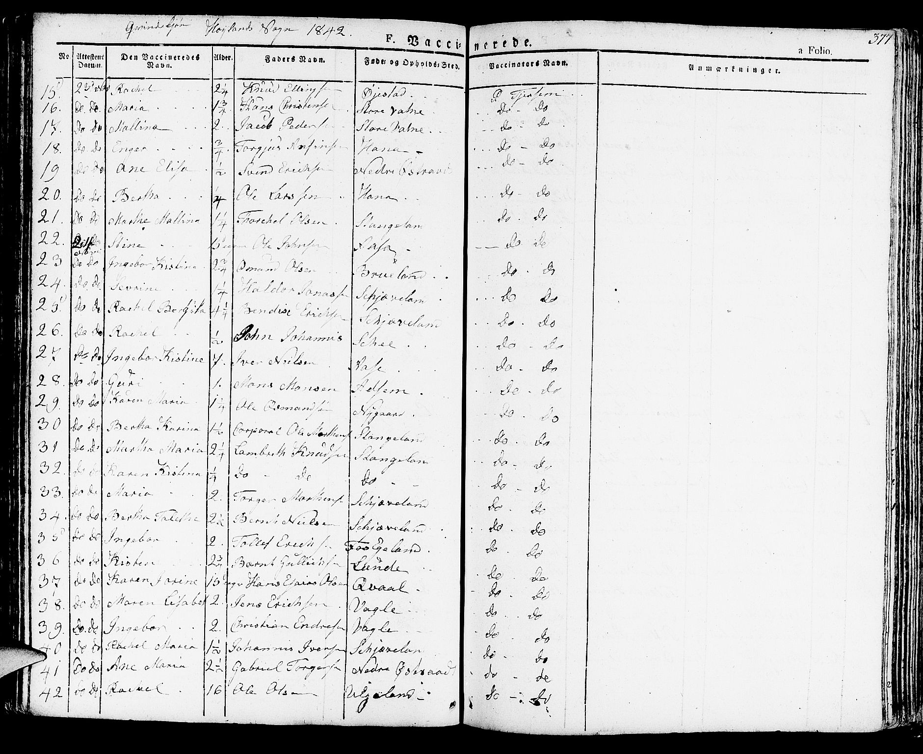 Høyland sokneprestkontor, AV/SAST-A-101799/001/30BA/L0007: Parish register (official) no. A 7 /1, 1825-1841, p. 377