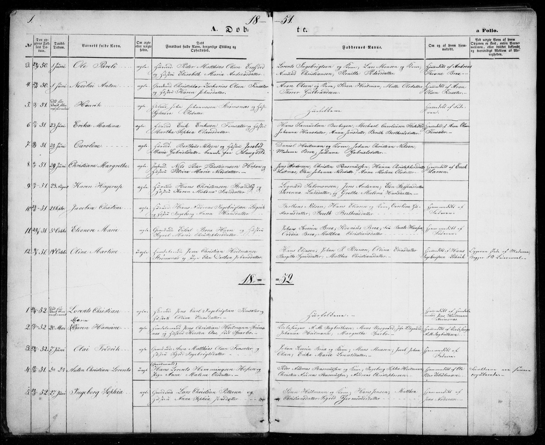 Berg sokneprestkontor, SATØ/S-1318/G/Ga/Gab/L0002klokker: Parish register (copy) no. 2, 1851-1874, p. 1