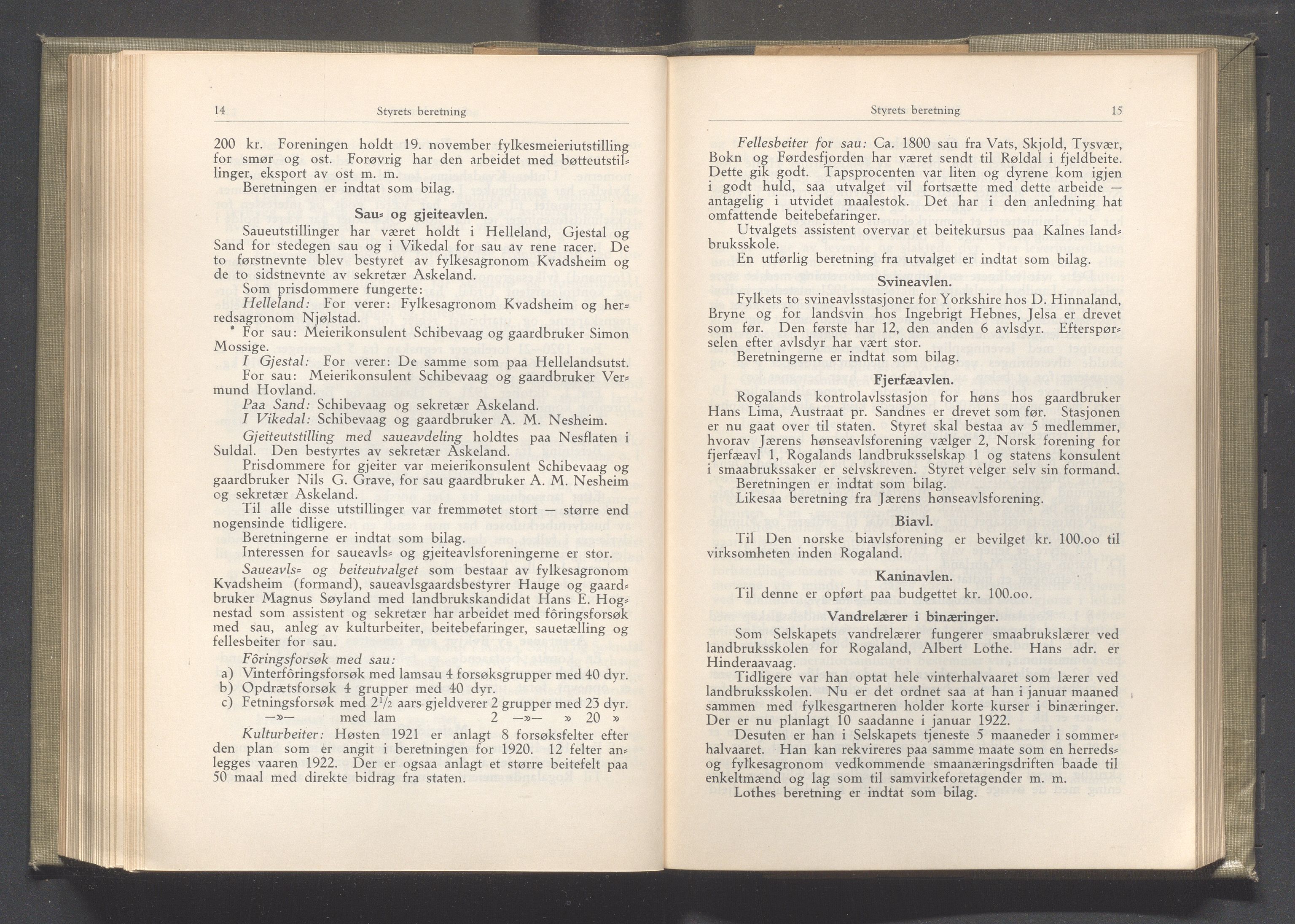 Rogaland fylkeskommune - Fylkesrådmannen , IKAR/A-900/A/Aa/Aaa/L0041: Møtebok , 1922, p. 14-15