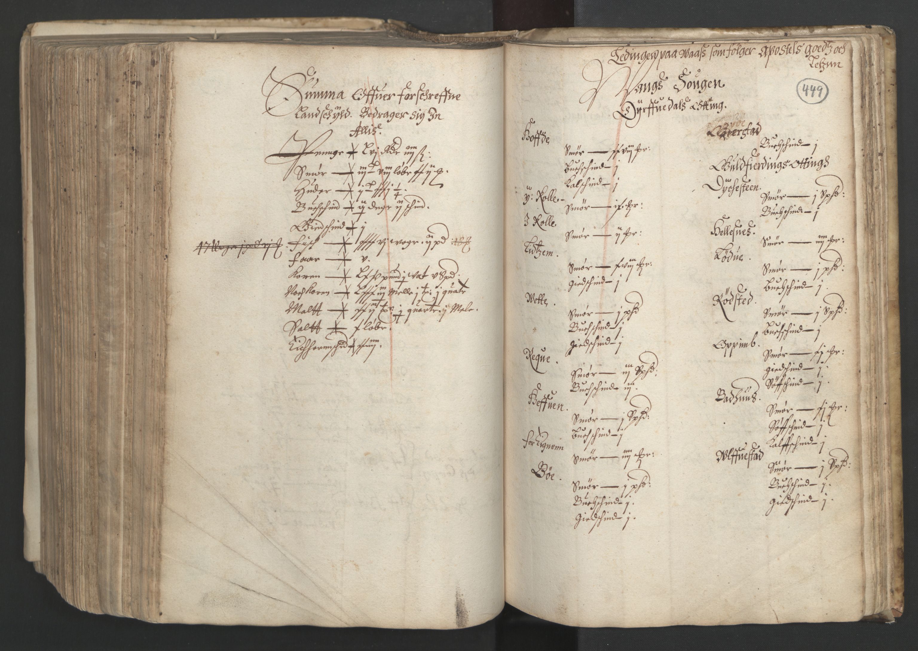 Rentekammeret inntil 1814, Realistisk ordnet avdeling, AV/RA-EA-4070/L/L0025/0001: Bergen lagdømme: / [B]: Kronens jordebok. Nordhordland, Sunnhordland, Ytre Sogn, Indre Sogn, Sunnfjord, Nordfjord, Sunnmøre, Hardanger med Halsnøy kloster, Lyse kloster, Apostelgodset, Munkeliv og St. Hans kloster, Alle helgen gods, Lagstolen gods, Ove Jenssøns gods på Voss, 1661, p. 448b-449a