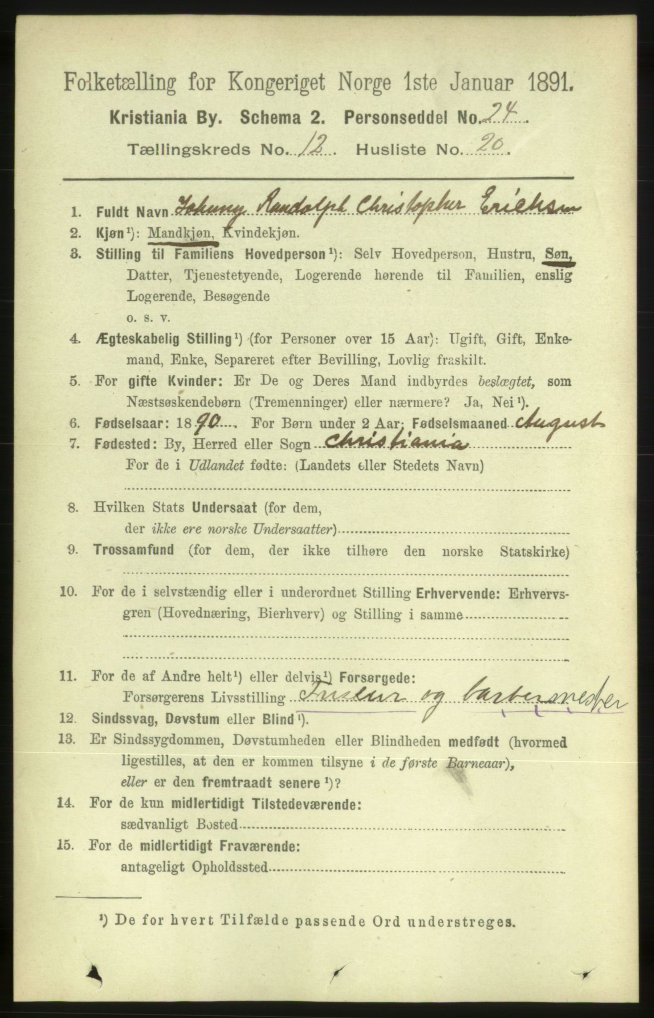 RA, 1891 census for 0301 Kristiania, 1891, p. 5781