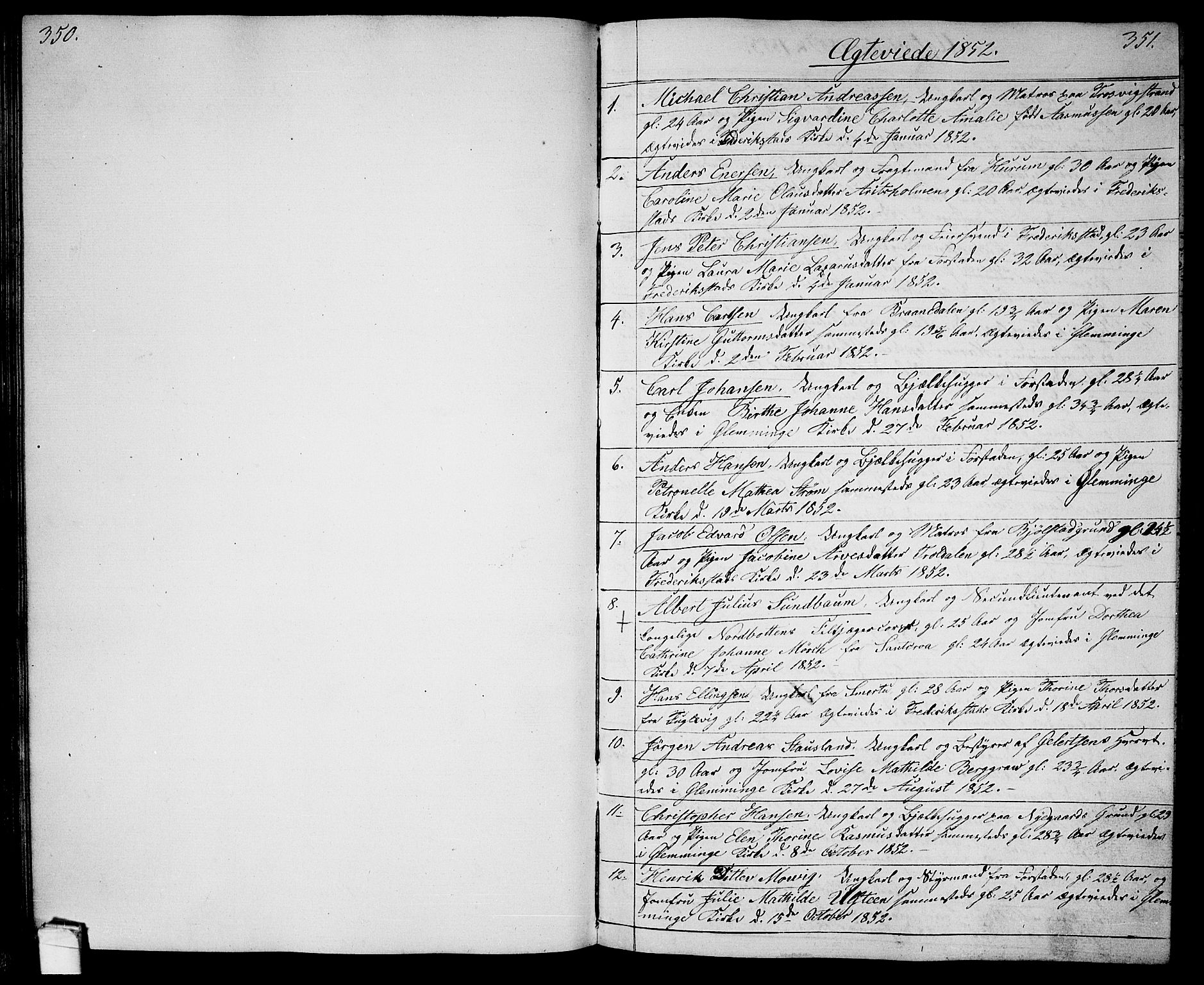 Glemmen prestekontor Kirkebøker, SAO/A-10908/G/Ga/L0003: Parish register (copy) no. 3, 1852-1866, p. 350-351