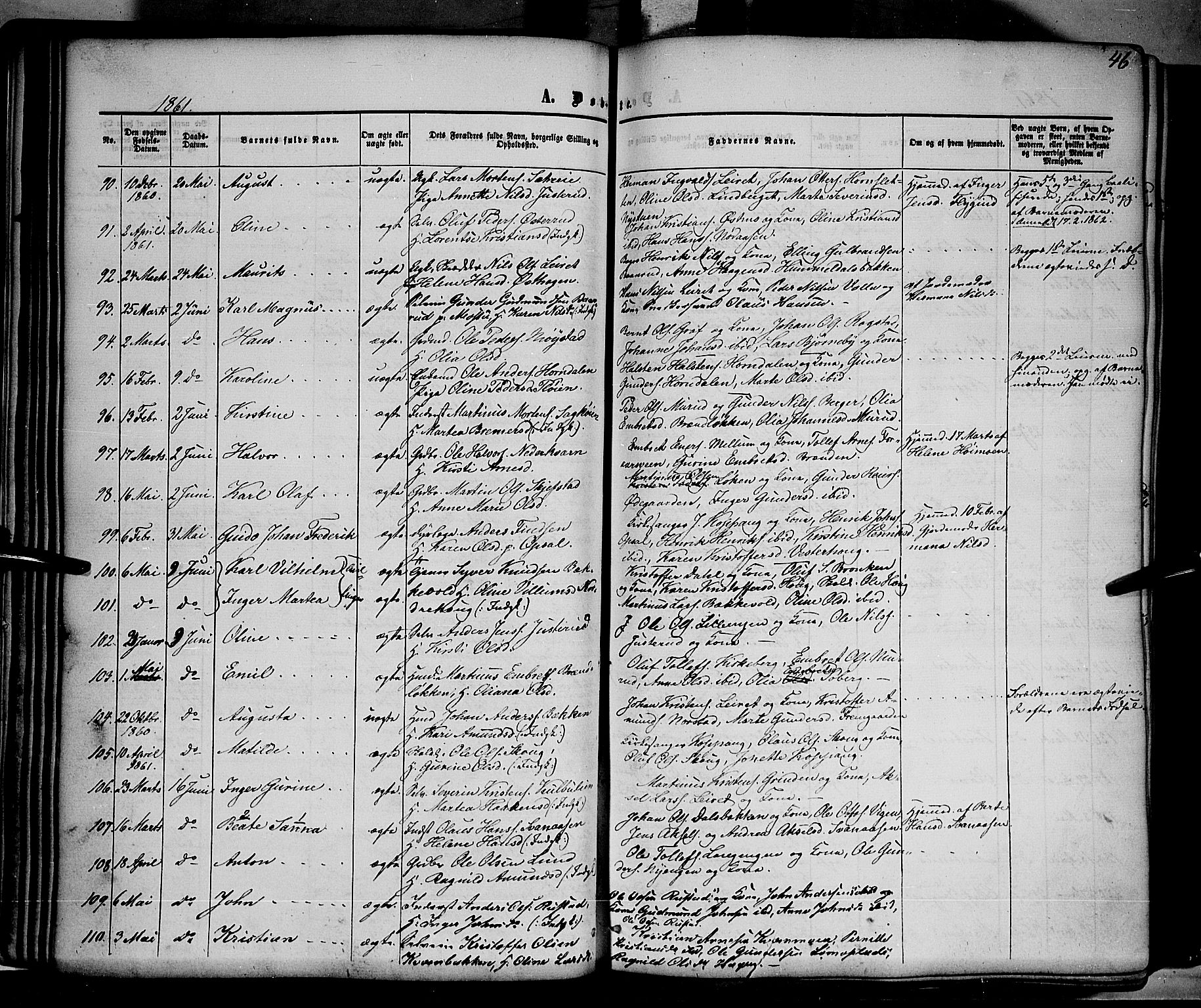 Elverum prestekontor, AV/SAH-PREST-044/H/Ha/Haa/L0010: Parish register (official) no. 10, 1857-1868, p. 46