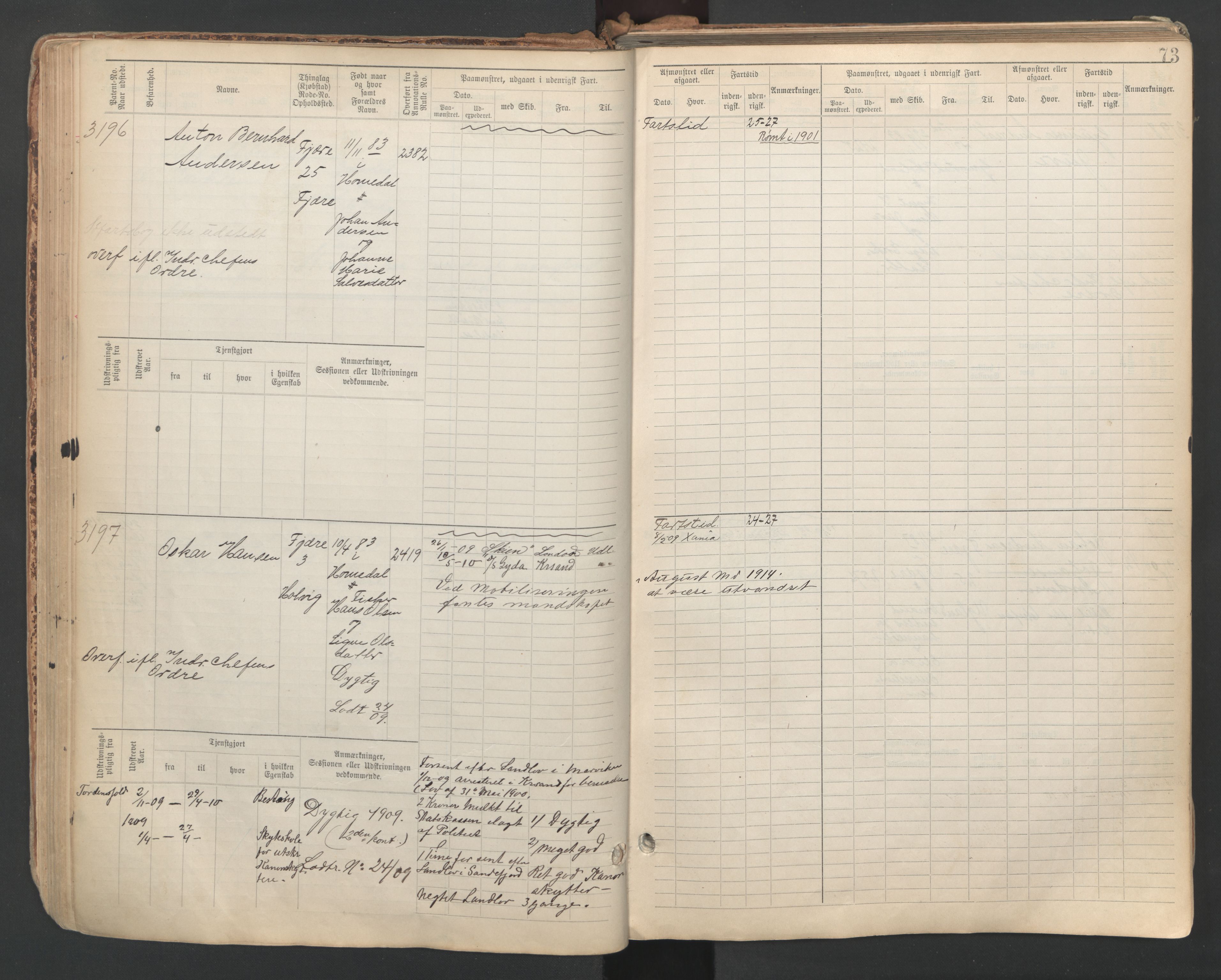Grimstad mønstringskrets, AV/SAK-2031-0013/F/Fb/L0013: Hovedrulle A nr 3052-3814, V-26, 1900-1943, p. 84
