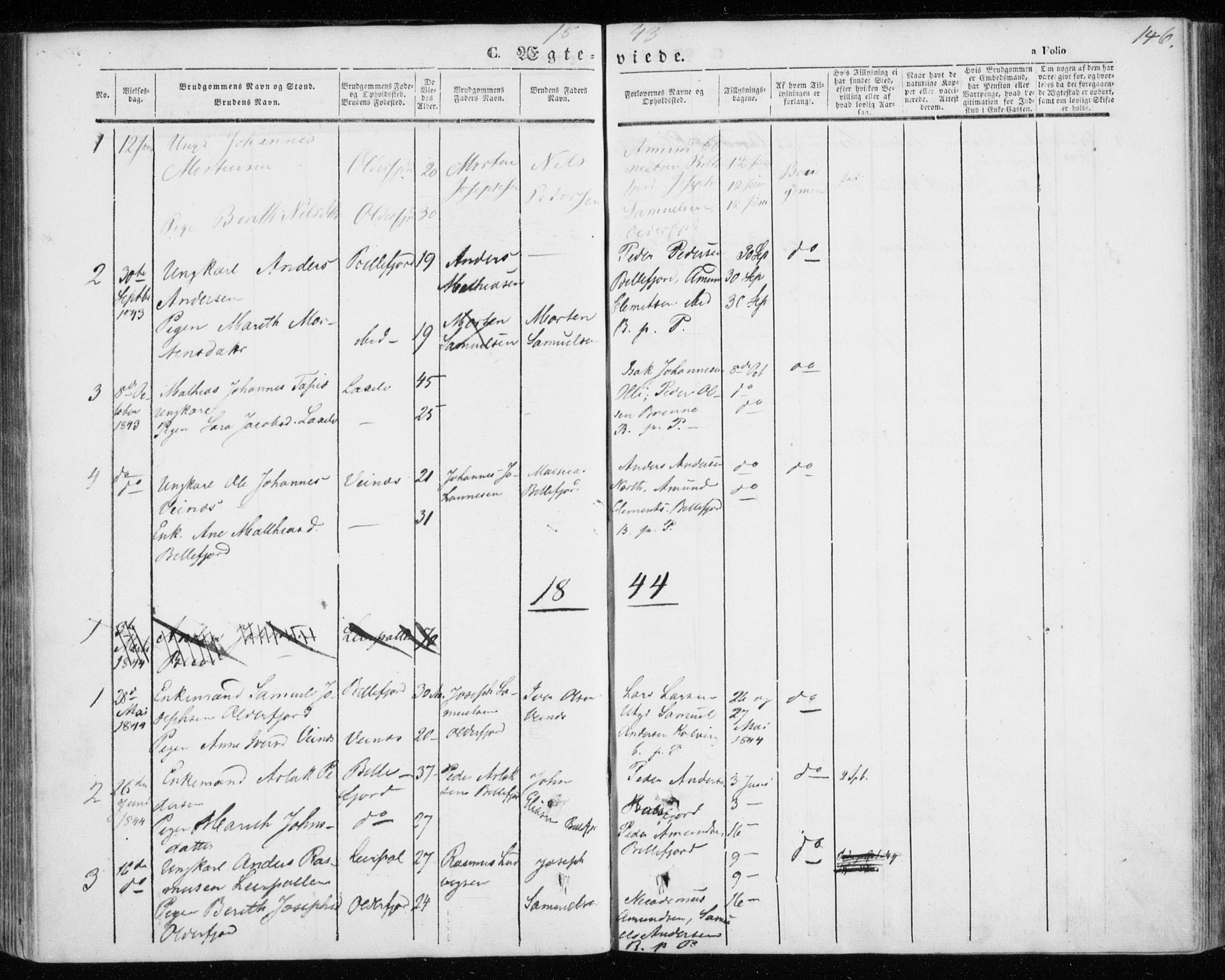 Kistrand/Porsanger sokneprestembete, SATØ/S-1351/H/Ha/L0004.kirke: Parish register (official) no. 4, 1843-1860, p. 146