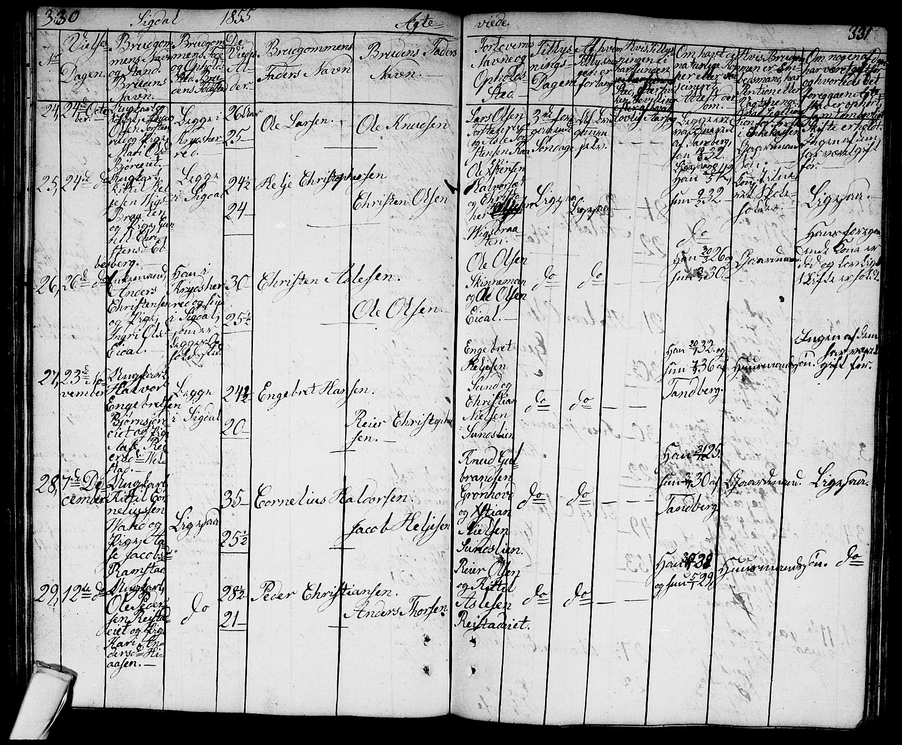 Sigdal kirkebøker, AV/SAKO-A-245/G/Ga/L0002: Parish register (copy) no. I 2, 1835-1856, p. 330-331