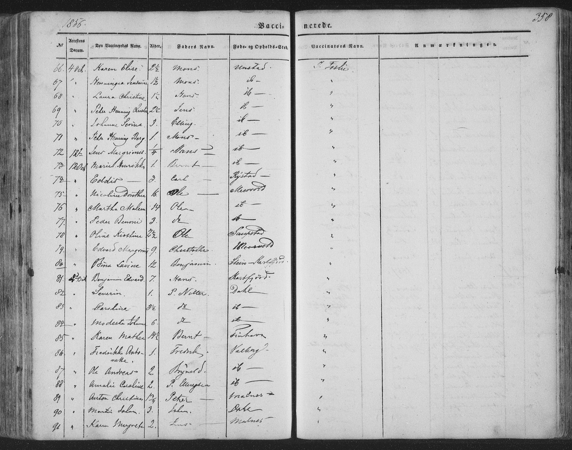 Ministerialprotokoller, klokkerbøker og fødselsregistre - Nordland, AV/SAT-A-1459/880/L1131: Parish register (official) no. 880A05, 1844-1868, p. 358