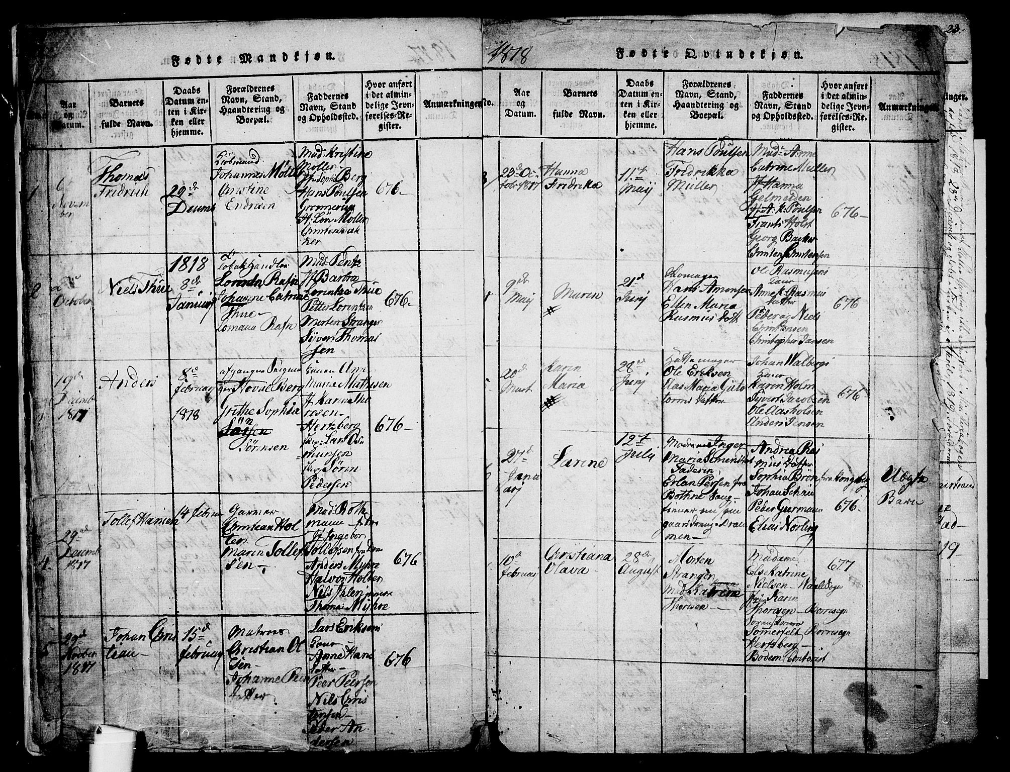 Holmestrand kirkebøker, SAKO/A-346/G/Ga/L0001: Parish register (copy) no. 1, 1814-1848, p. 20-21