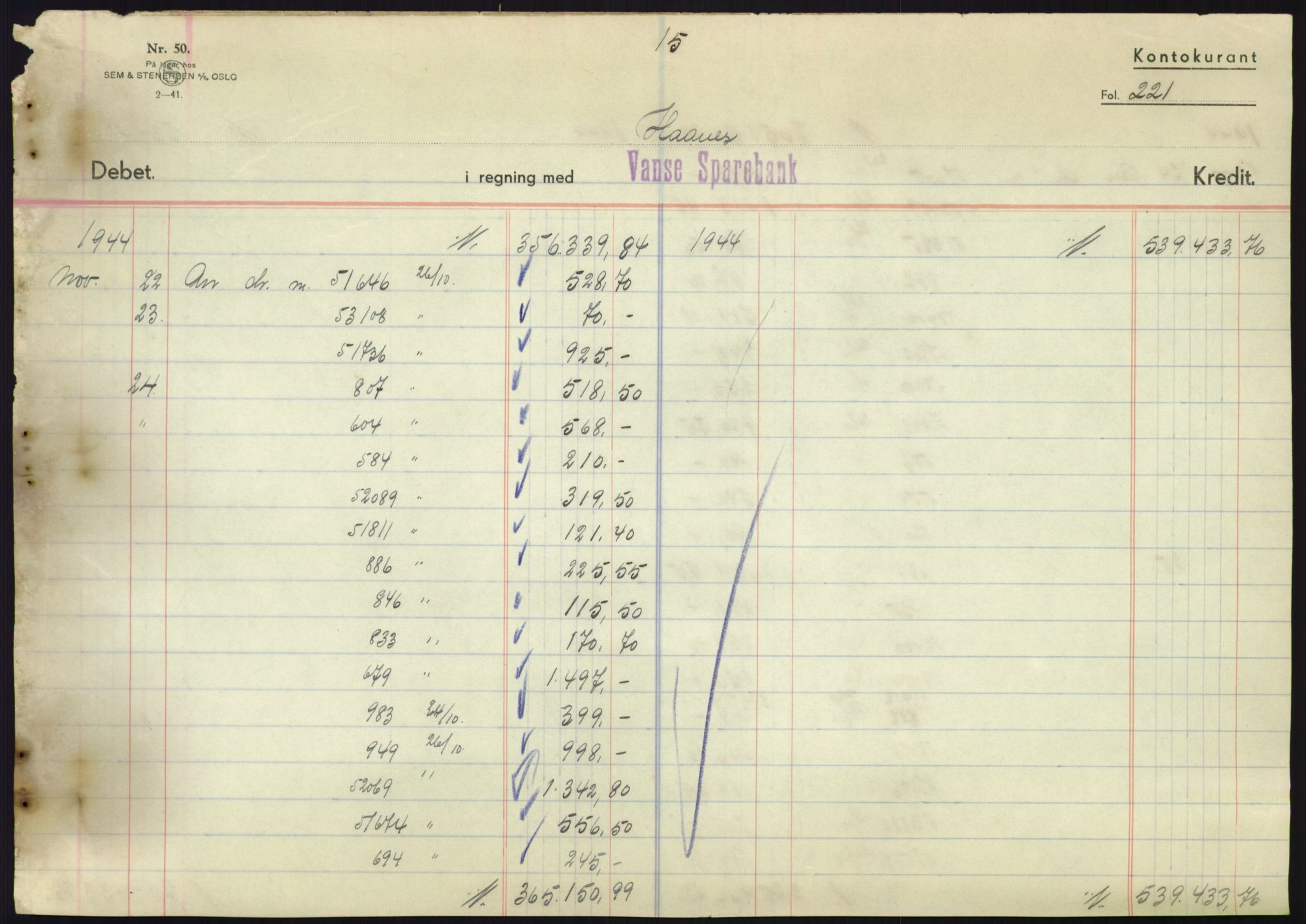 Forsvarsdepartementet, 10. kontor / Oppgjørskontoret, AV/RA-RAFA-1225/D/Db/L0180: Lista oppgjørskontor, 1942-1952, p. 2135