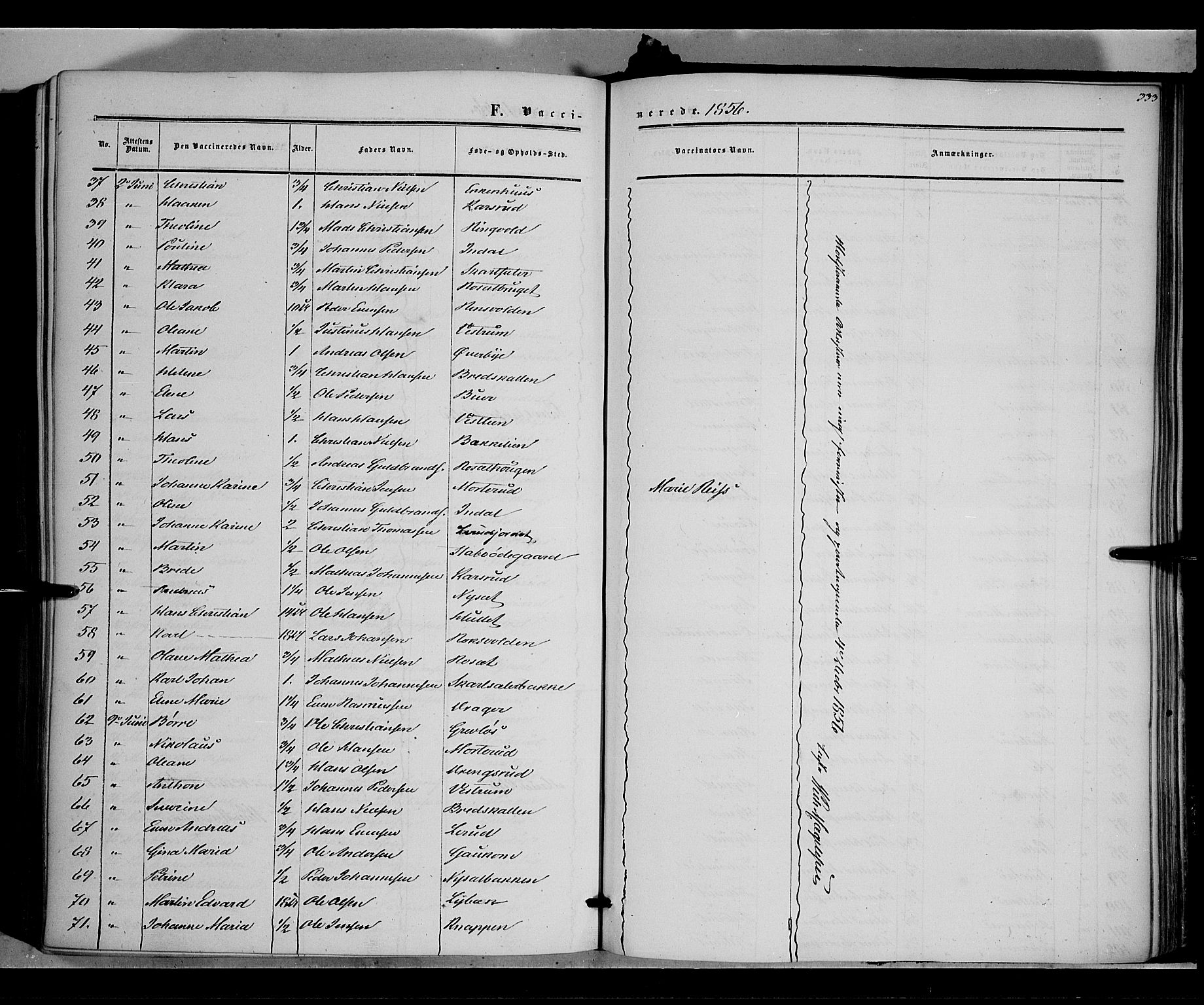 Vestre Toten prestekontor, SAH/PREST-108/H/Ha/Haa/L0006: Parish register (official) no. 6, 1856-1861, p. 333