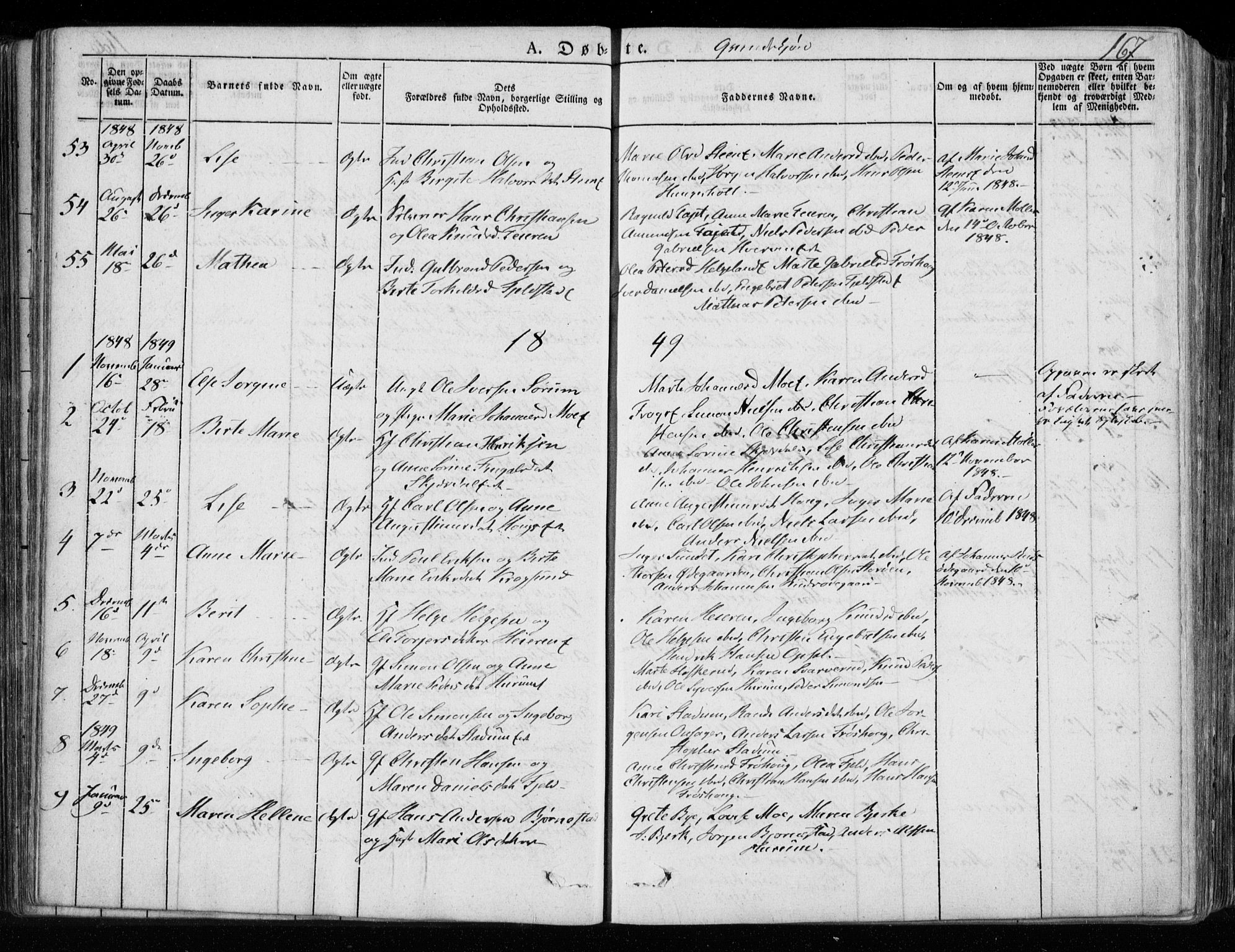 Hole kirkebøker, SAKO/A-228/F/Fa/L0005: Parish register (official) no. I 5, 1833-1851, p. 167