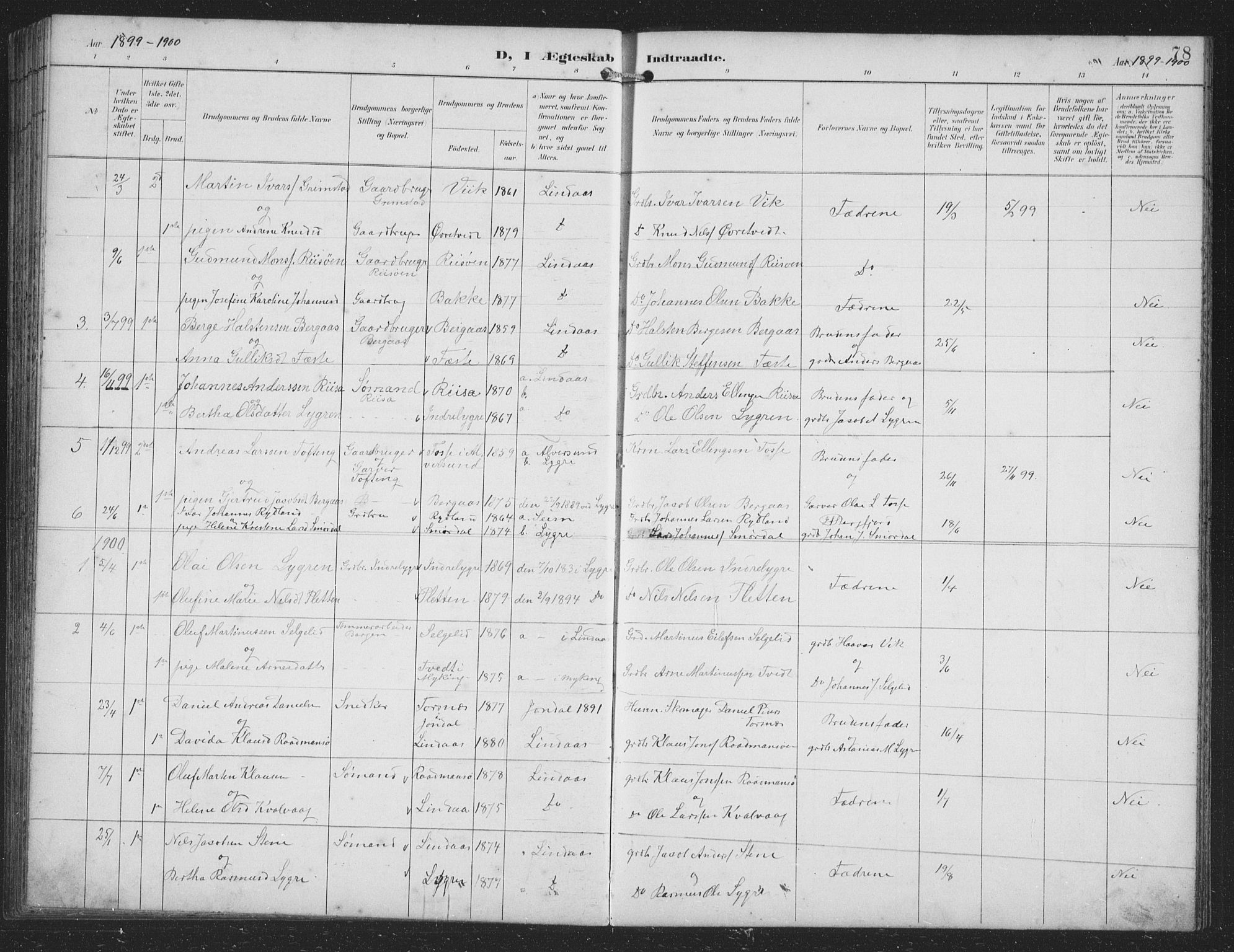 Alversund Sokneprestembete, SAB/A-73901/H/Ha/Hab: Parish register (copy) no. B 4, 1897-1914, p. 78