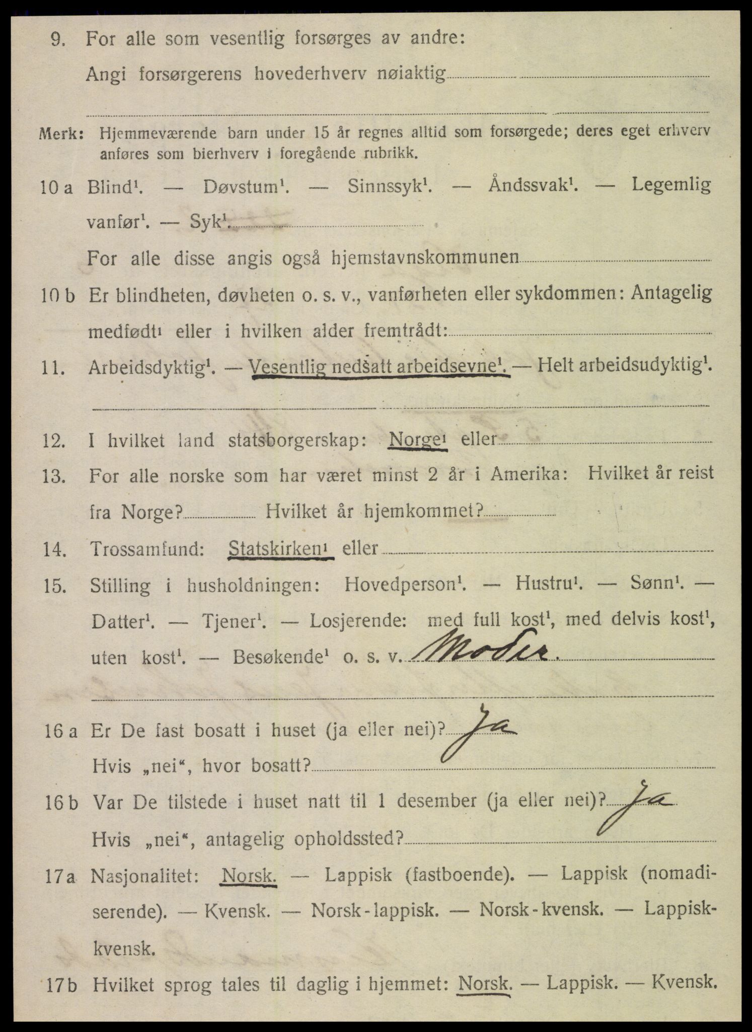 SAT, 1920 census for Vega, 1920, p. 3408
