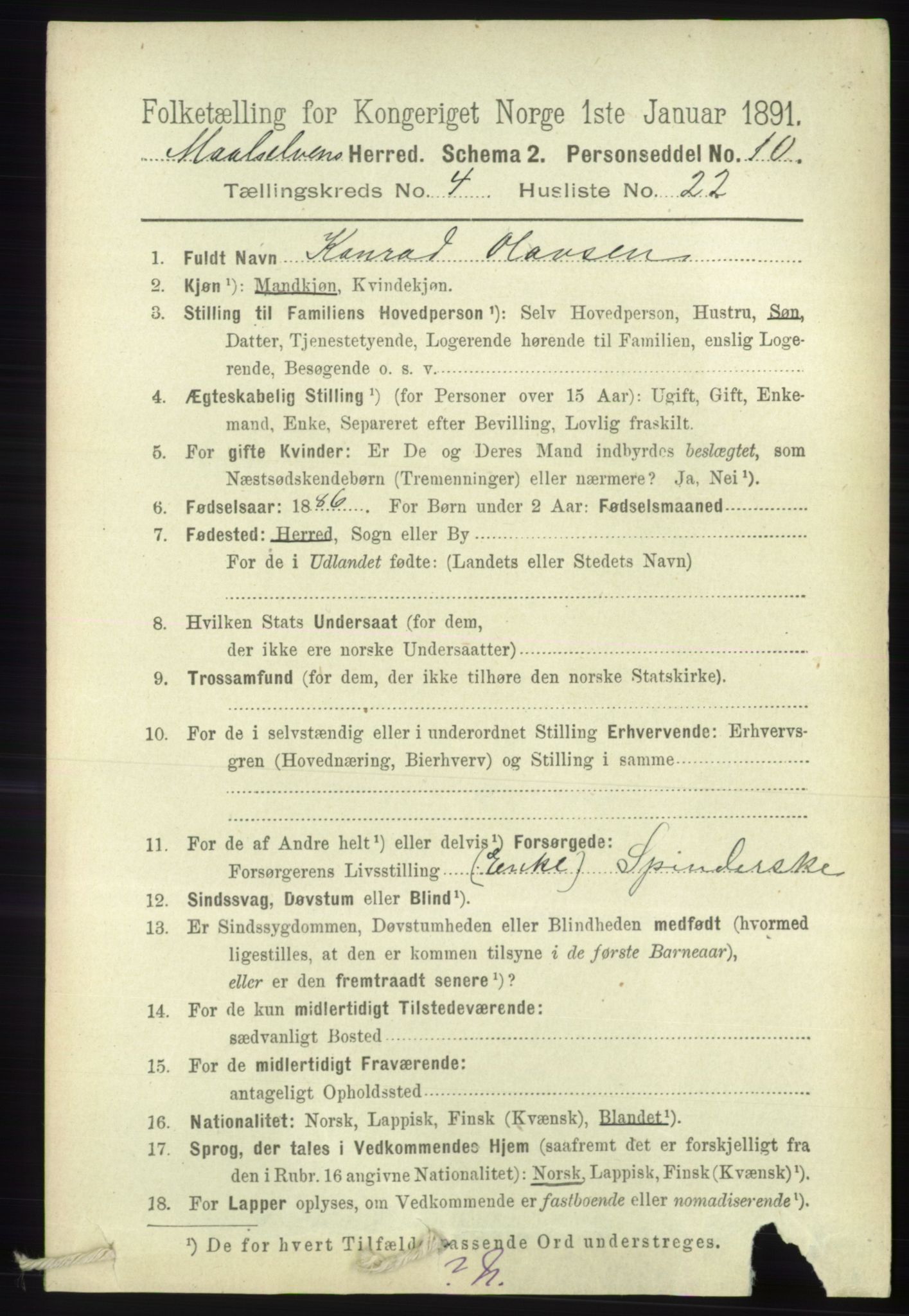 RA, 1891 census for 1924 Målselv, 1891, p. 1235
