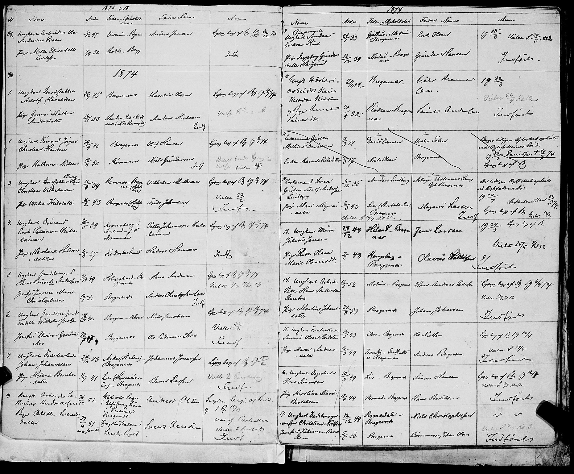 Bragernes kirkebøker, AV/SAKO-A-6/H/Ha/L0007: Banns register no. 7, 1873-1886