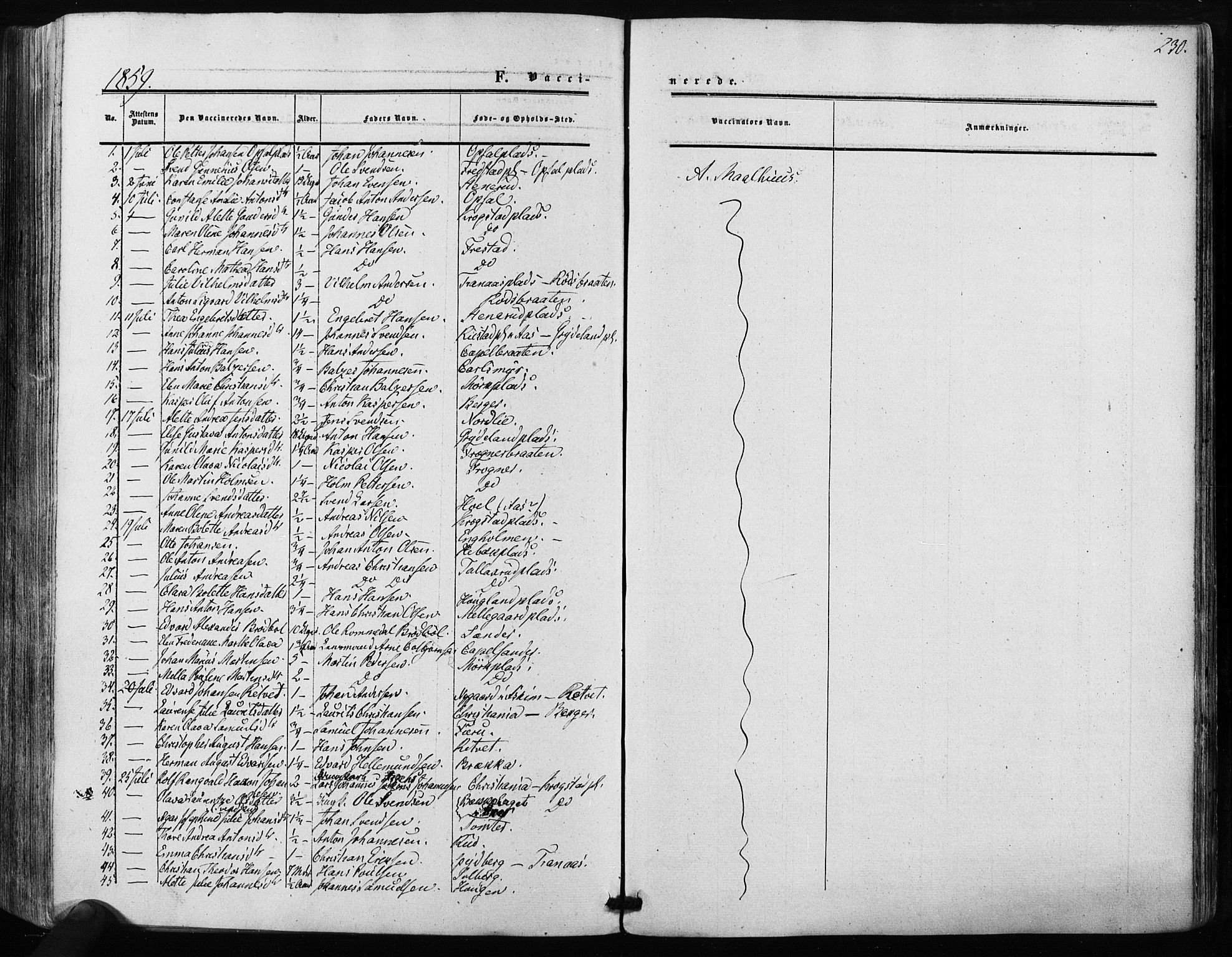 Kråkstad prestekontor Kirkebøker, SAO/A-10125a/F/Fa/L0007: Parish register (official) no. I 7, 1858-1870, p. 230