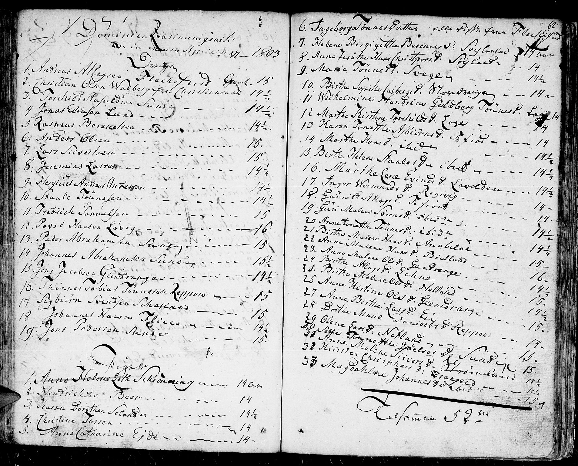 Flekkefjord sokneprestkontor, SAK/1111-0012/F/Fb/Fbc/L0002: Parish register (copy) no. B 2, 1801-1816, p. 62
