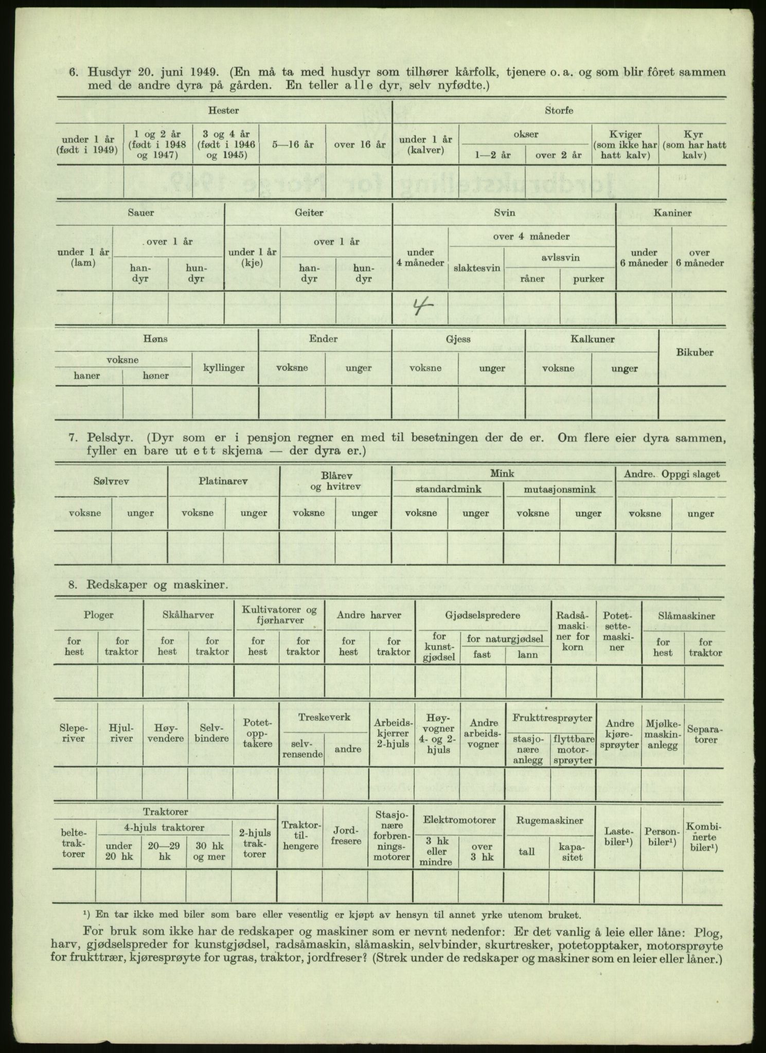 Statistisk sentralbyrå, Næringsøkonomiske emner, Jordbruk, skogbruk, jakt, fiske og fangst, AV/RA-S-2234/G/Gc/L0438: Troms: Salangen og Bardu, 1949, p. 36