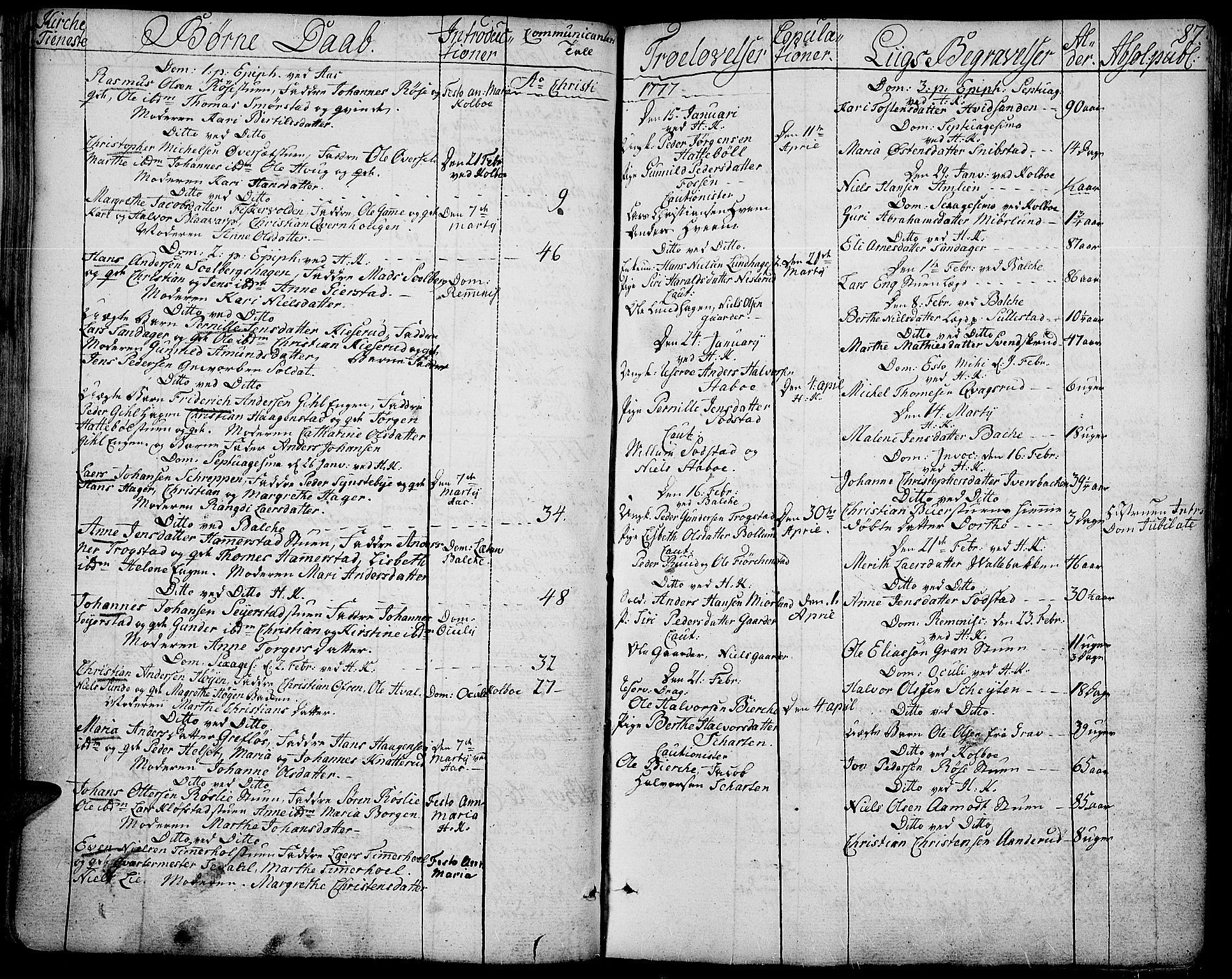 Toten prestekontor, AV/SAH-PREST-102/H/Ha/Haa/L0006: Parish register (official) no. 6, 1773-1793, p. 87