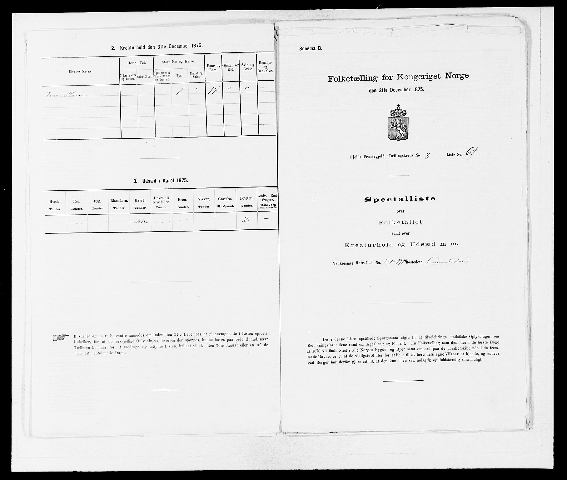 SAB, 1875 census for 1246P Fjell, 1875, p. 409