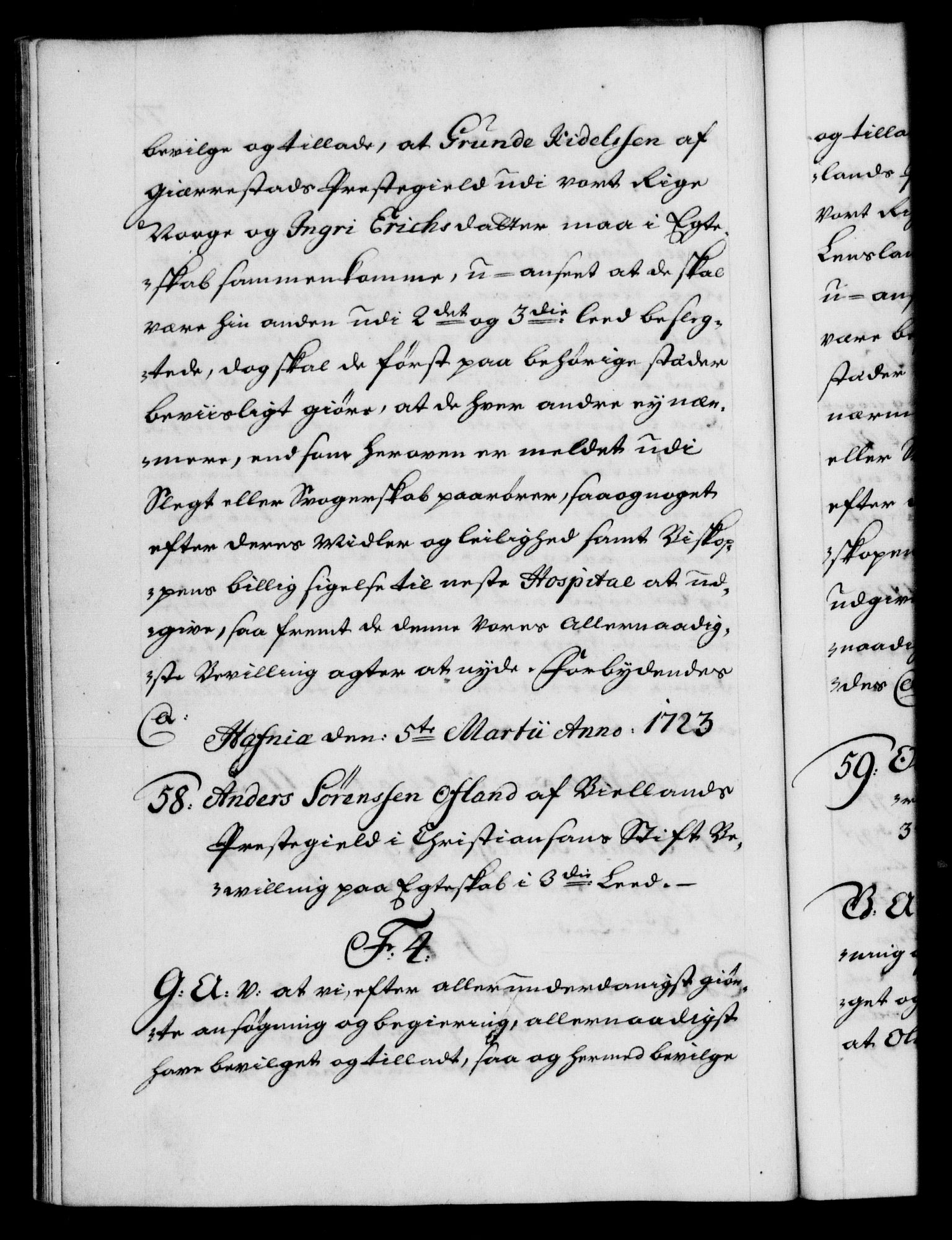 Danske Kanselli 1572-1799, AV/RA-EA-3023/F/Fc/Fca/Fcaa/L0024: Norske registre, 1723-1725, p. 72b