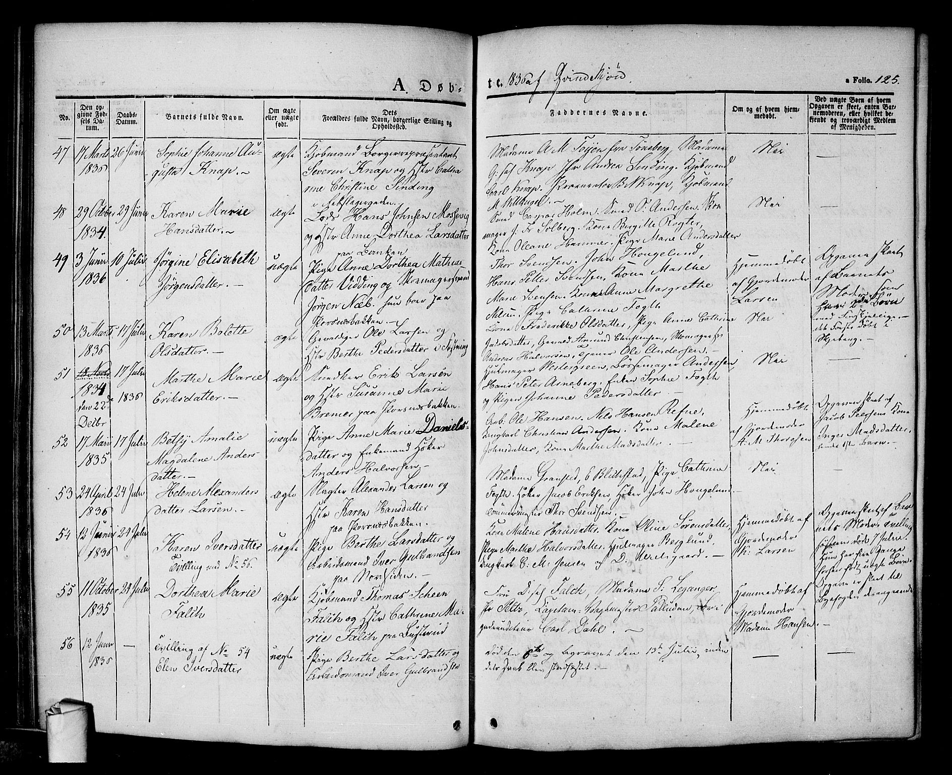 Halden prestekontor Kirkebøker, AV/SAO-A-10909/F/Fa/L0005: Parish register (official) no. I 5, 1834-1845, p. 125