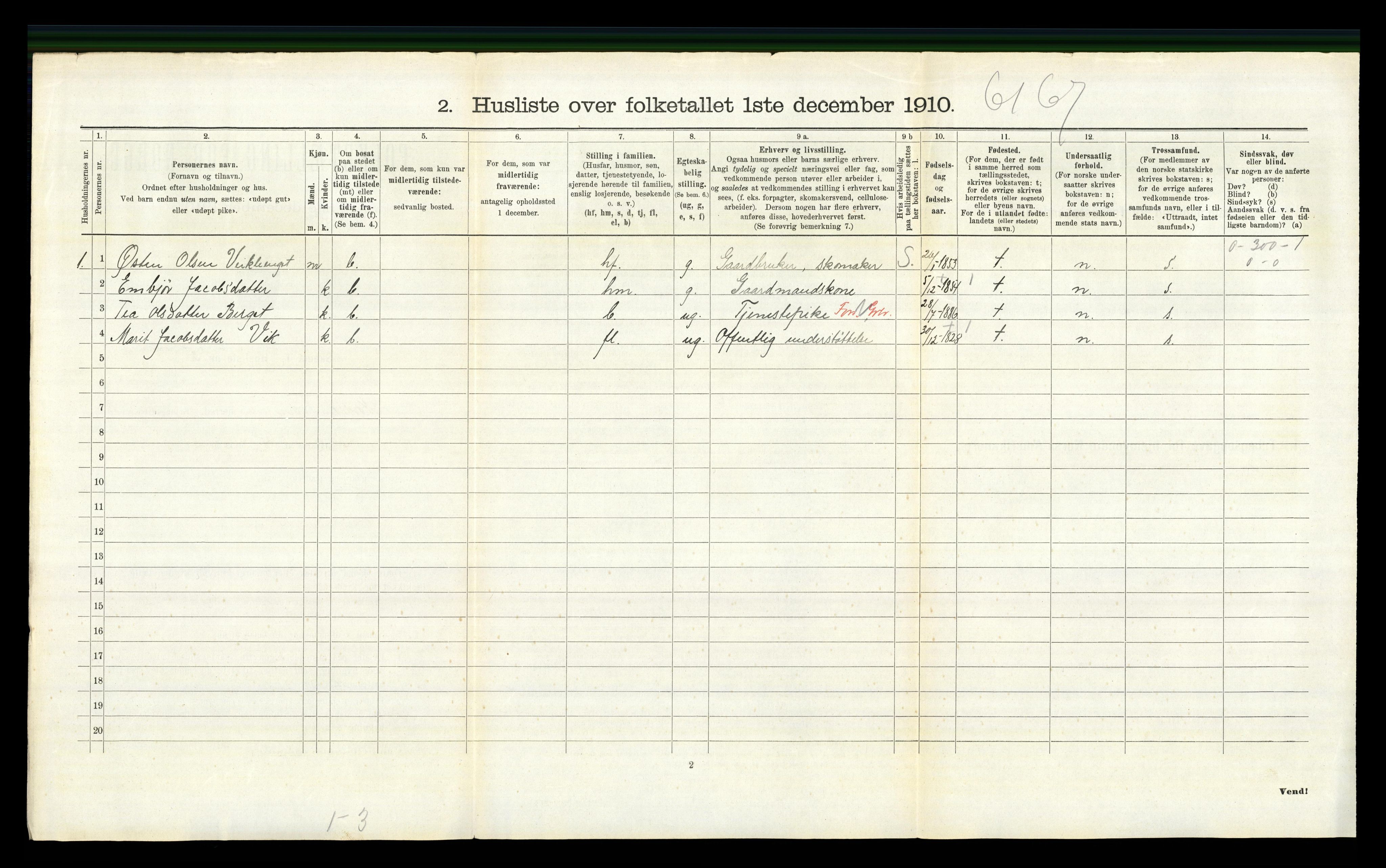 RA, 1910 census for Nord-Fron, 1910, p. 959