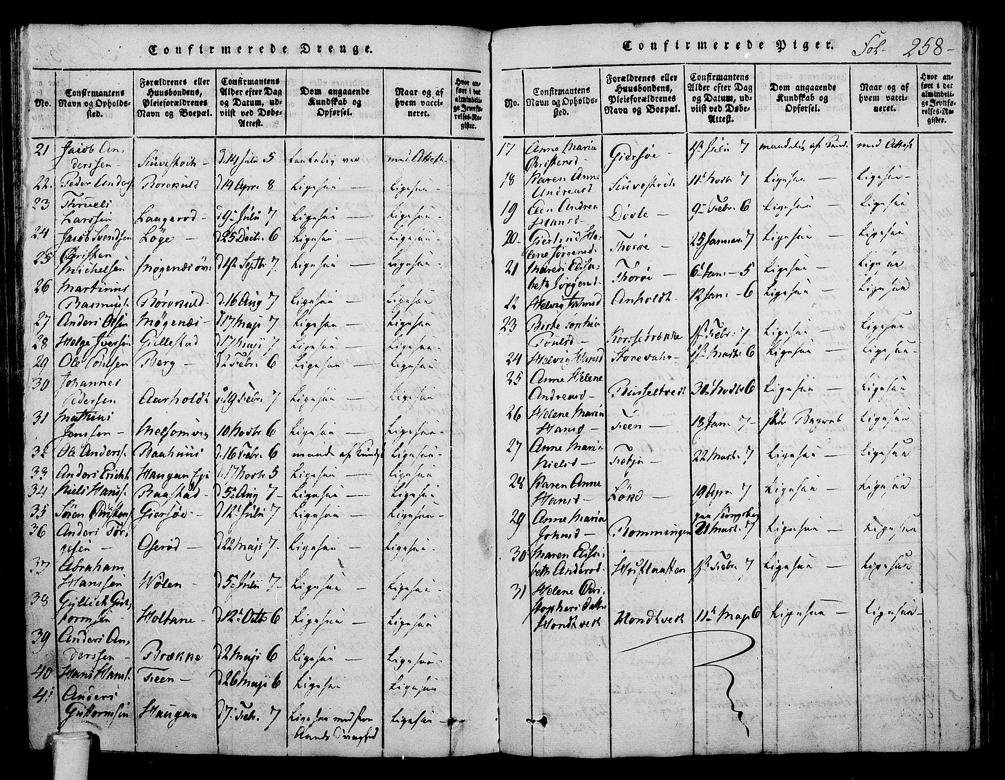 Stokke kirkebøker, AV/SAKO-A-320/F/Fa/L0005: Parish register (official) no. I 5, 1815-1826, p. 258