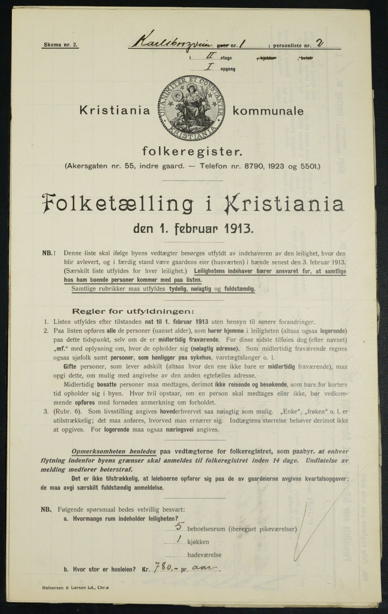 OBA, Municipal Census 1913 for Kristiania, 1913, p. 48681