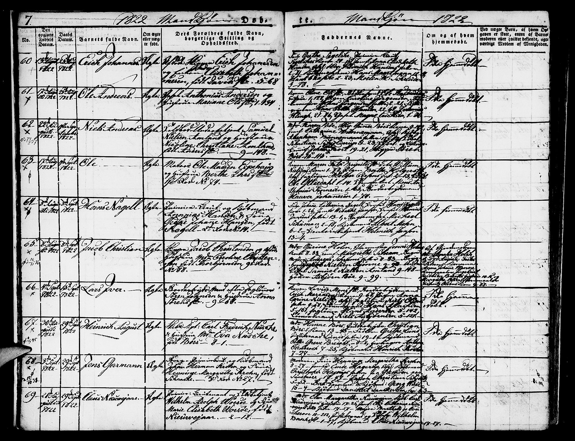 Nykirken Sokneprestembete, AV/SAB-A-77101/H/Hab: Parish register (copy) no. A 5I, 1821-1841, p. 7