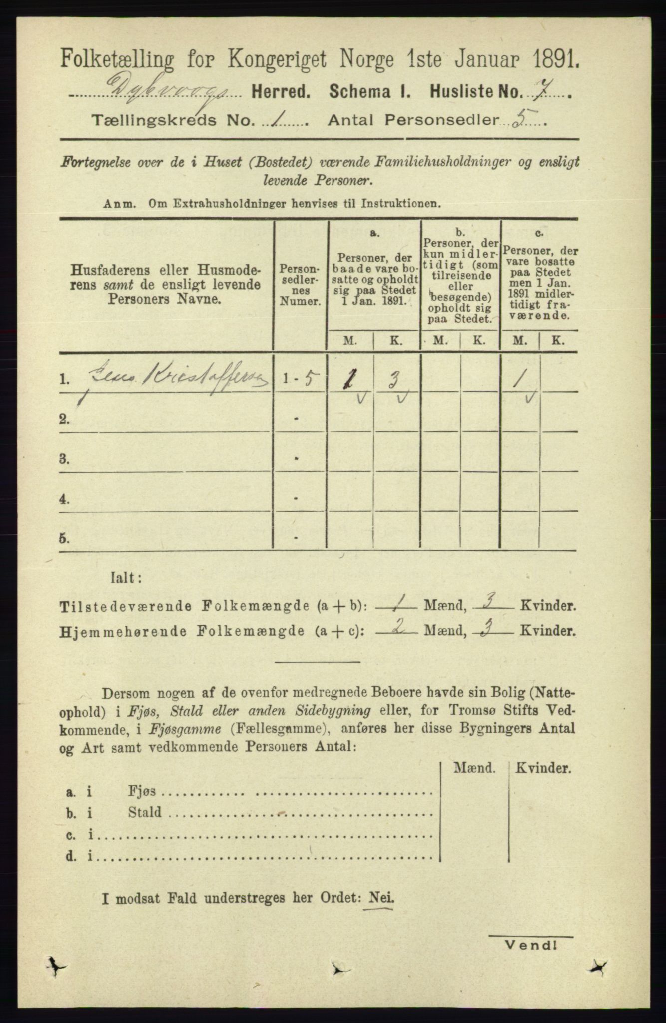 RA, 1891 census for 0915 Dypvåg, 1891, p. 50