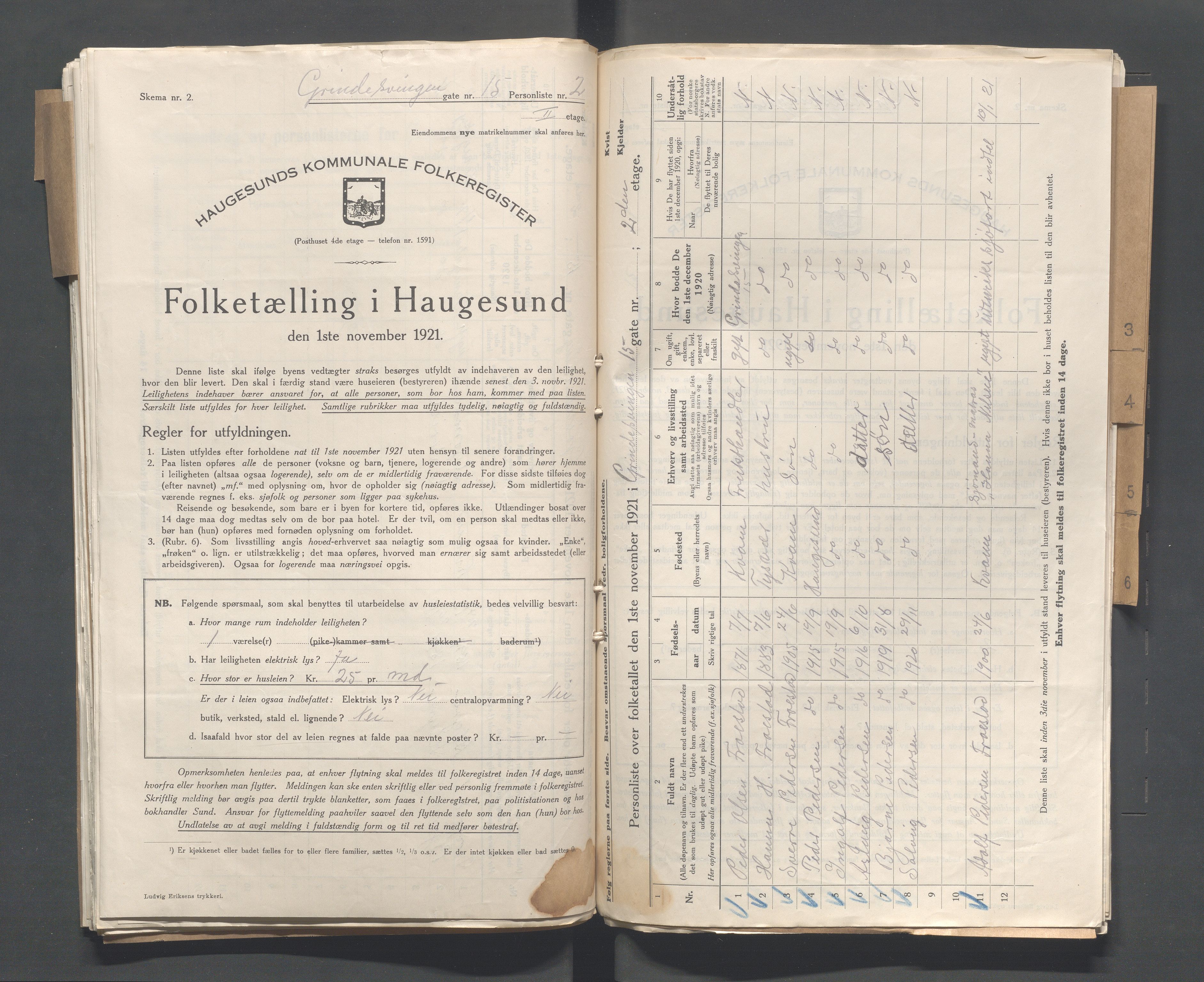 IKAR, Local census 1.11.1921 for Haugesund, 1921, p. 1193