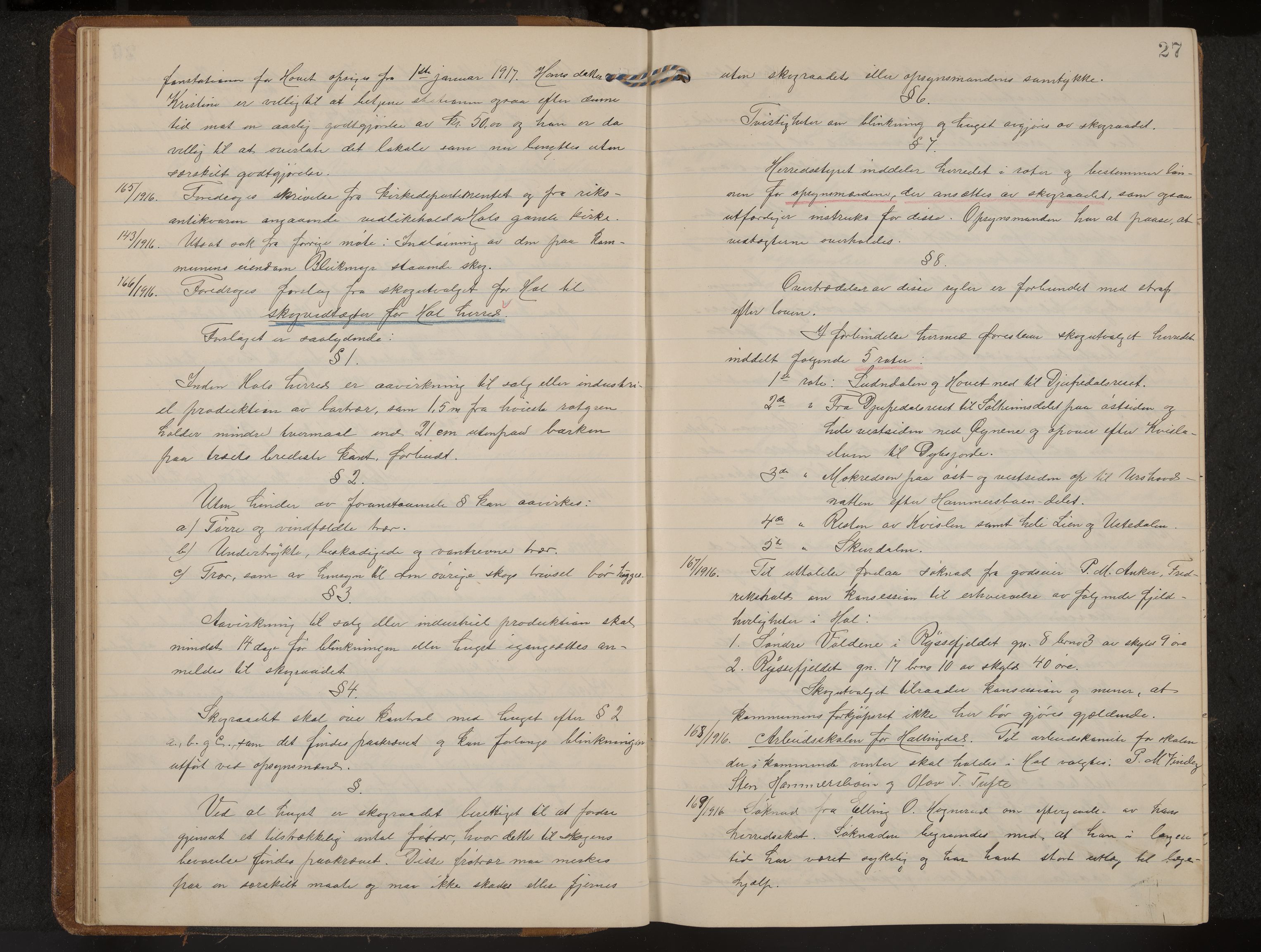 Hol formannskap og sentraladministrasjon, IKAK/0620021-1/A/L0006: Møtebok, 1916-1922, p. 27