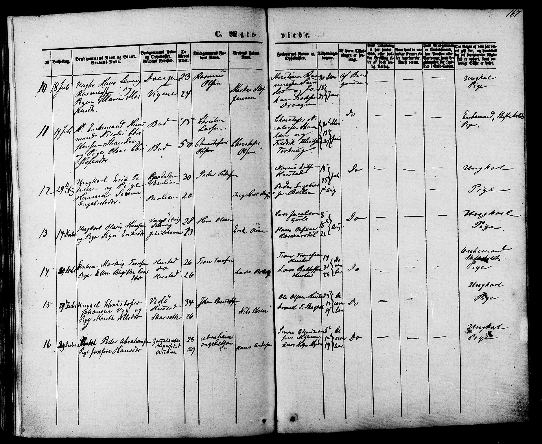 Ministerialprotokoller, klokkerbøker og fødselsregistre - Møre og Romsdal, AV/SAT-A-1454/566/L0768: Parish register (official) no. 566A07, 1869-1881, p. 167