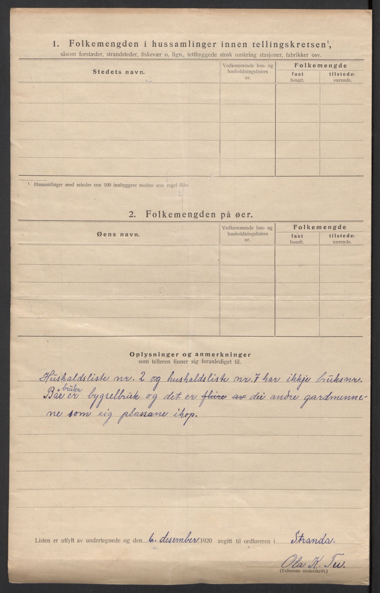 SAT, 1920 census for Stranda, 1920, p. 22