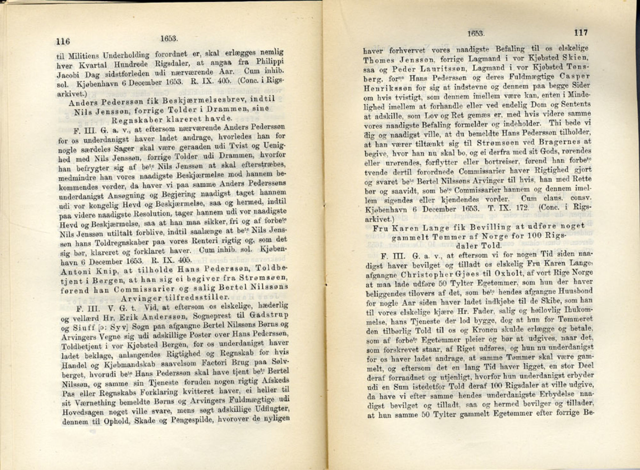 Publikasjoner utgitt av Det Norske Historiske Kildeskriftfond, PUBL/-/-/-: Norske Rigs-Registranter, bind 11, 1653-1656, p. 116-117
