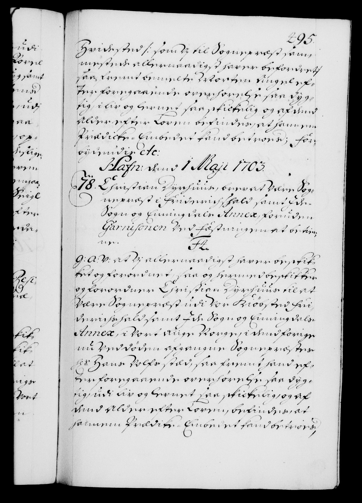 Danske Kanselli 1572-1799, AV/RA-EA-3023/F/Fc/Fca/Fcaa/L0018: Norske registre, 1699-1703, p. 495a