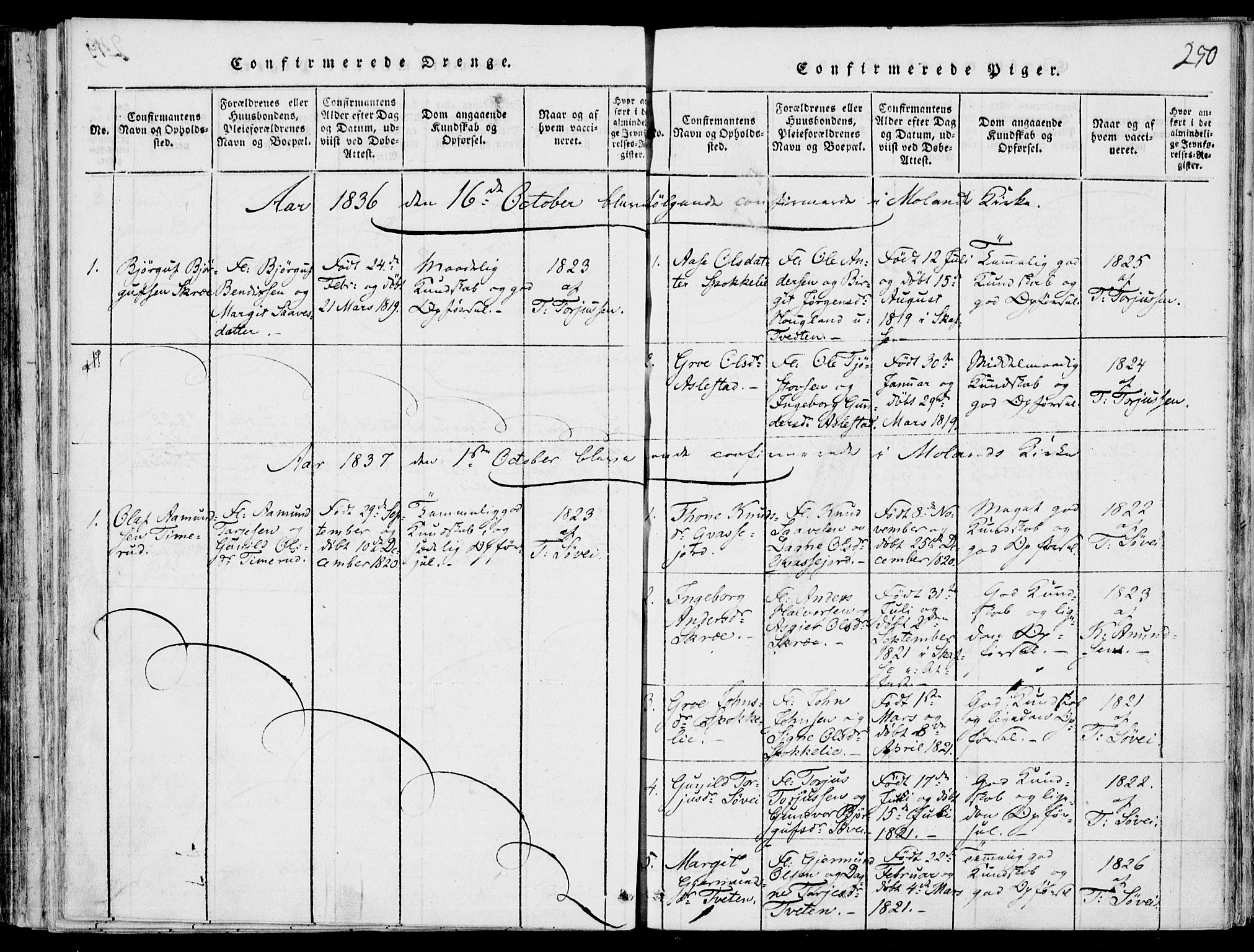 Fyresdal kirkebøker, SAKO/A-263/F/Fb/L0001: Parish register (official) no. II 1, 1815-1854, p. 250