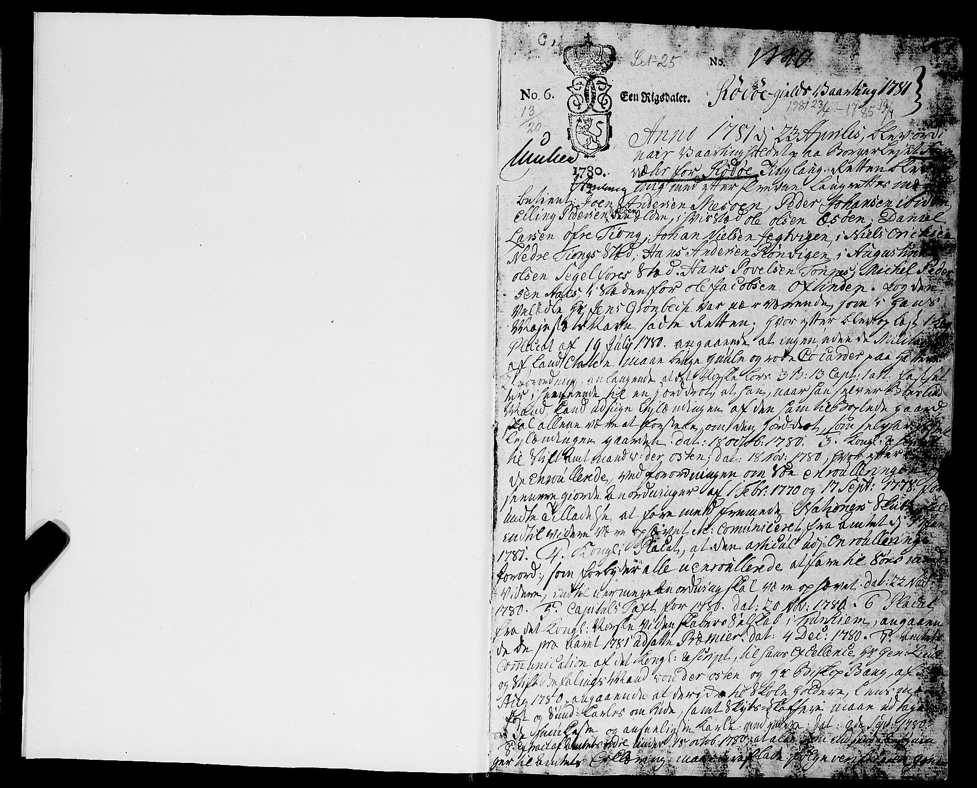 Helgeland sorenskriveri, SAT/A-0004/1/1A/L0029: Tingbok 22A, 1781-1783, p. 0b-1a