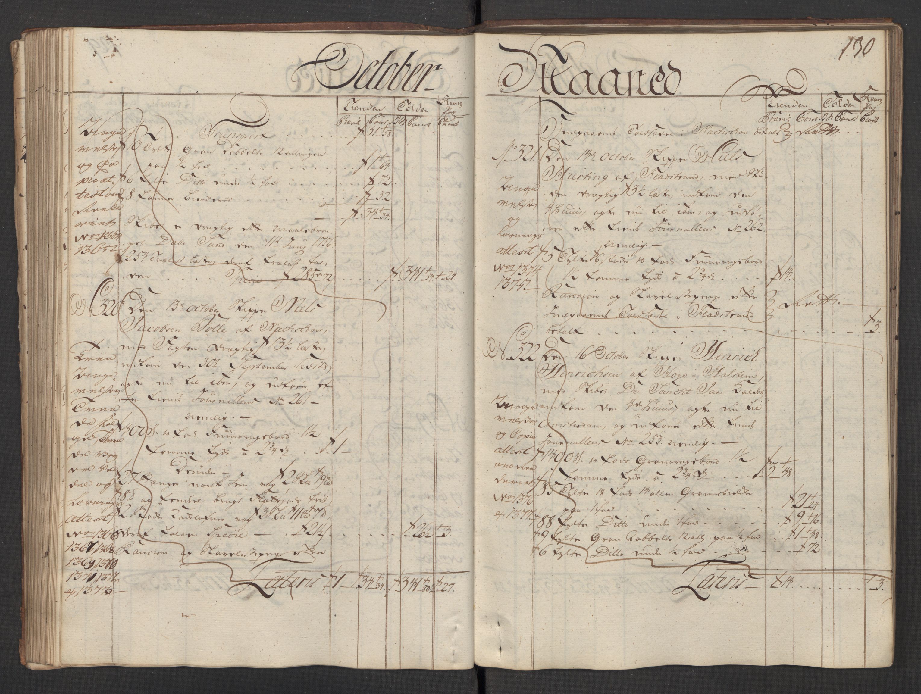 Generaltollkammeret, tollregnskaper, AV/RA-EA-5490/R08/L0035/0001: Tollregnskaper Drammen / Utgående hovedtollbok, 1756, p. 129b-130a