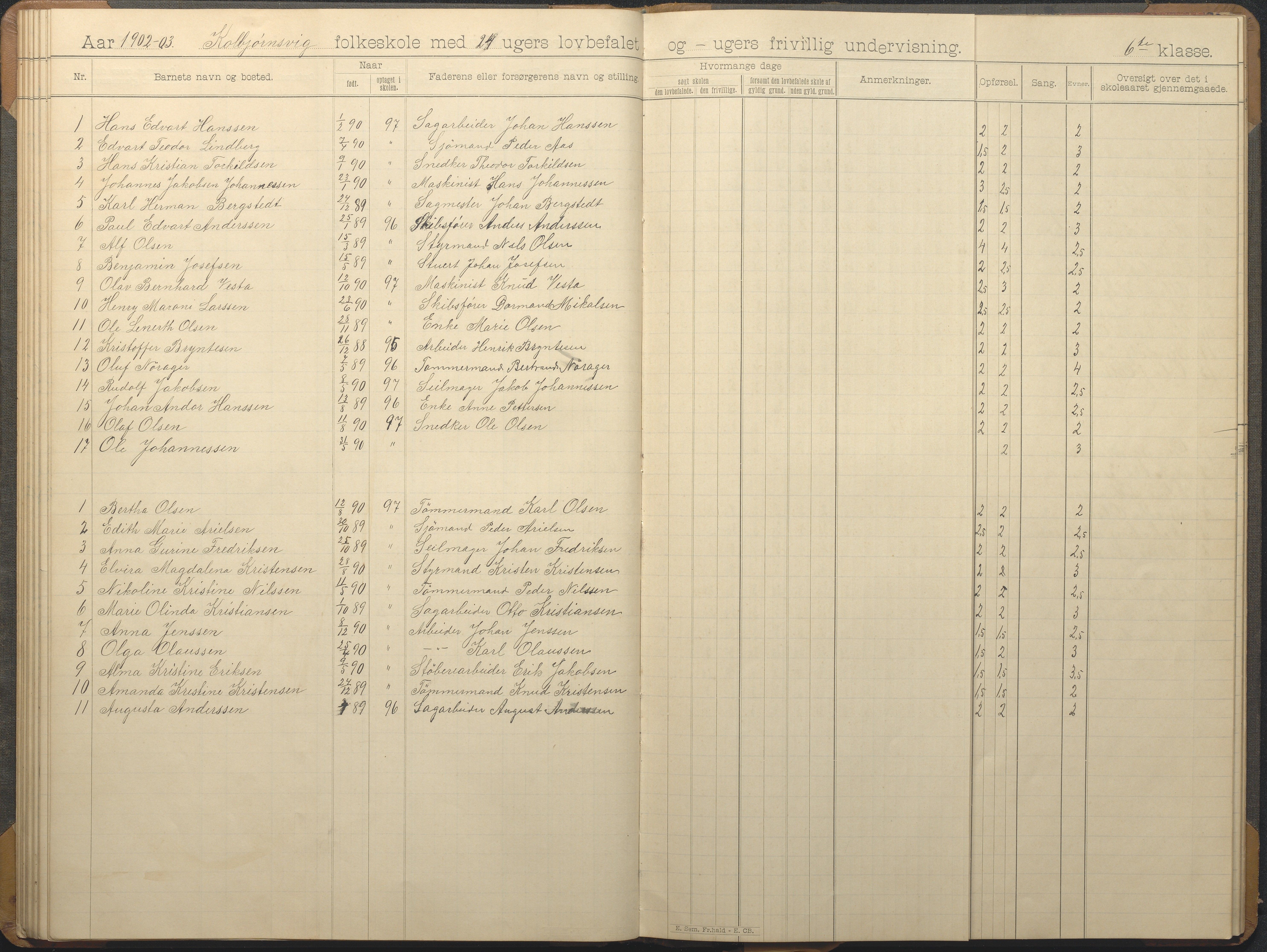 Hisøy kommune frem til 1991, AAKS/KA0922-PK/32/L0012: Skoleprotokoll, 1892-1906