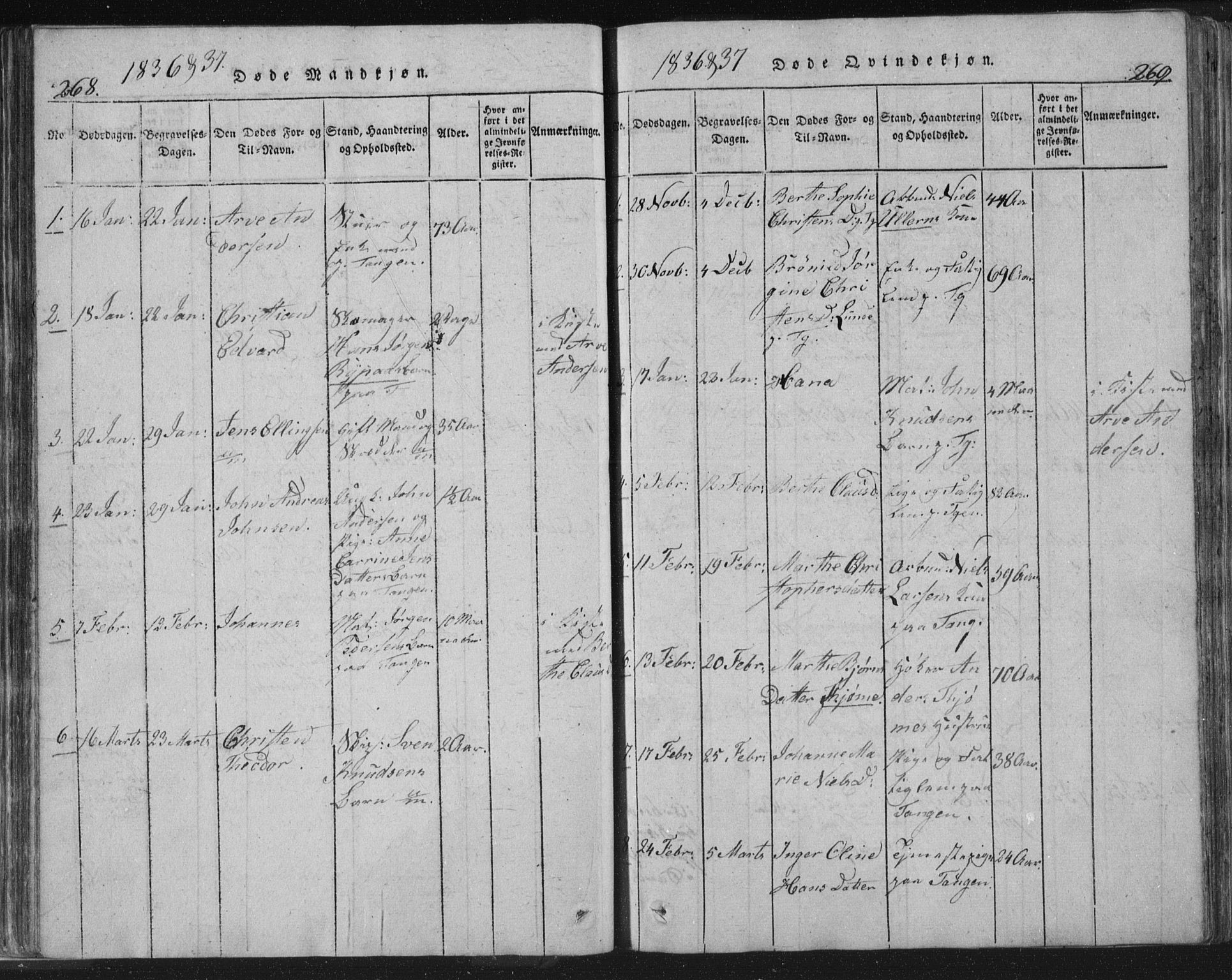 Strømsø kirkebøker, SAKO/A-246/F/Fb/L0004: Parish register (official) no. II 4, 1814-1843, p. 268-269