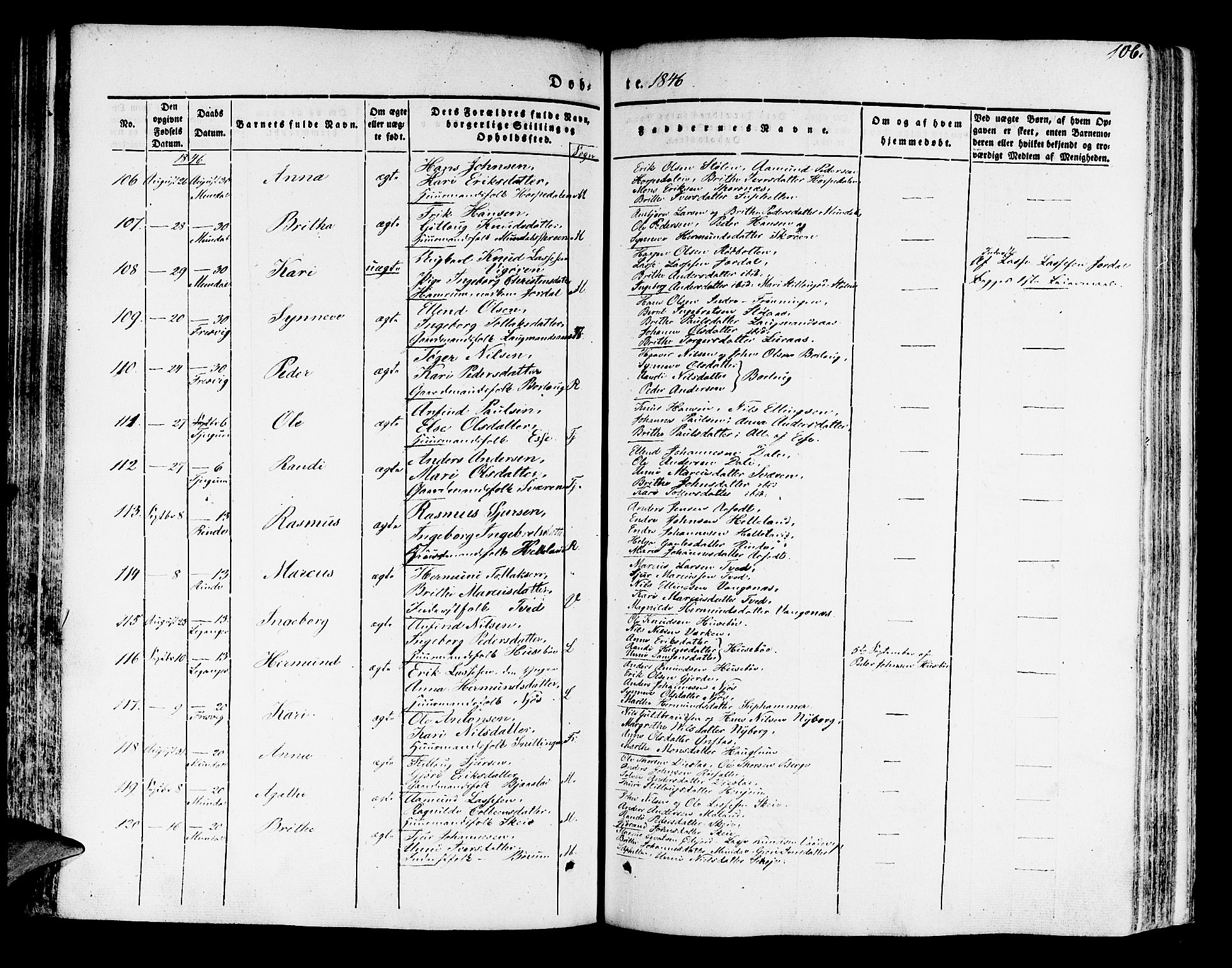 Leikanger sokneprestembete, AV/SAB-A-81001/H/Haa/Haaa/L0007: Parish register (official) no. A 7, 1838-1851, p. 106