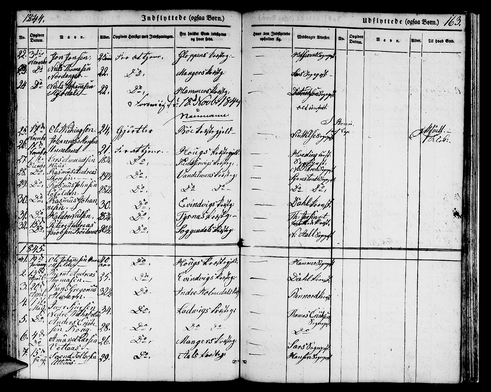 Domkirken sokneprestembete, SAB/A-74801/H/Hab/L0029: Parish register (copy) no. D 1, 1839-1857, p. 163