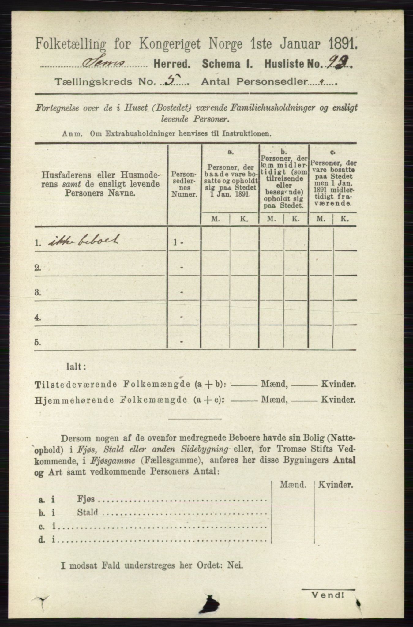 RA, 1891 census for 0721 Sem, 1891, p. 2058