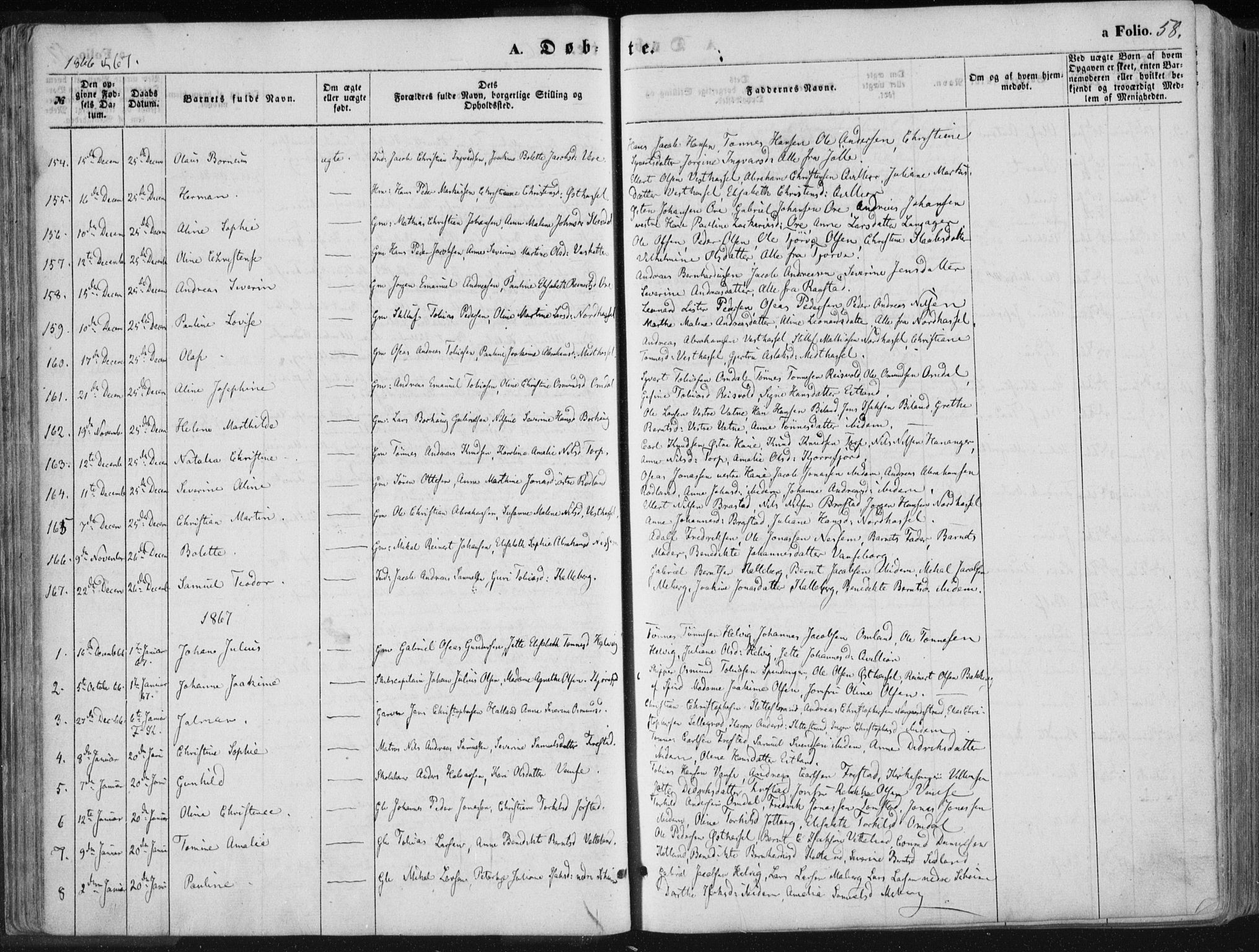 Lista sokneprestkontor, AV/SAK-1111-0027/F/Fa/L0011: Parish register (official) no. A 11, 1861-1878, p. 58