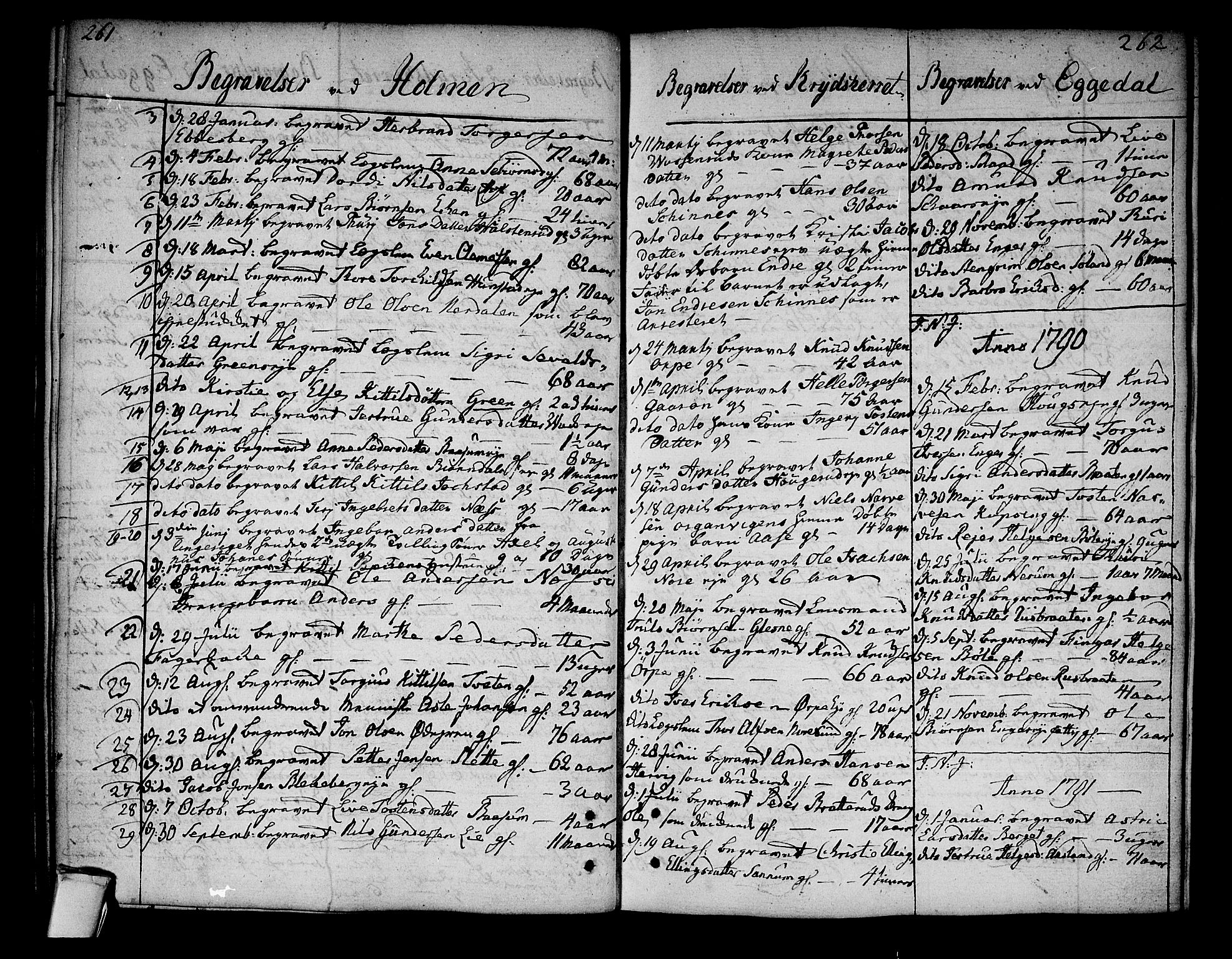 Sigdal kirkebøker, SAKO/A-245/F/Fa/L0002: Parish register (official) no. I 2, 1778-1792, p. 261-262
